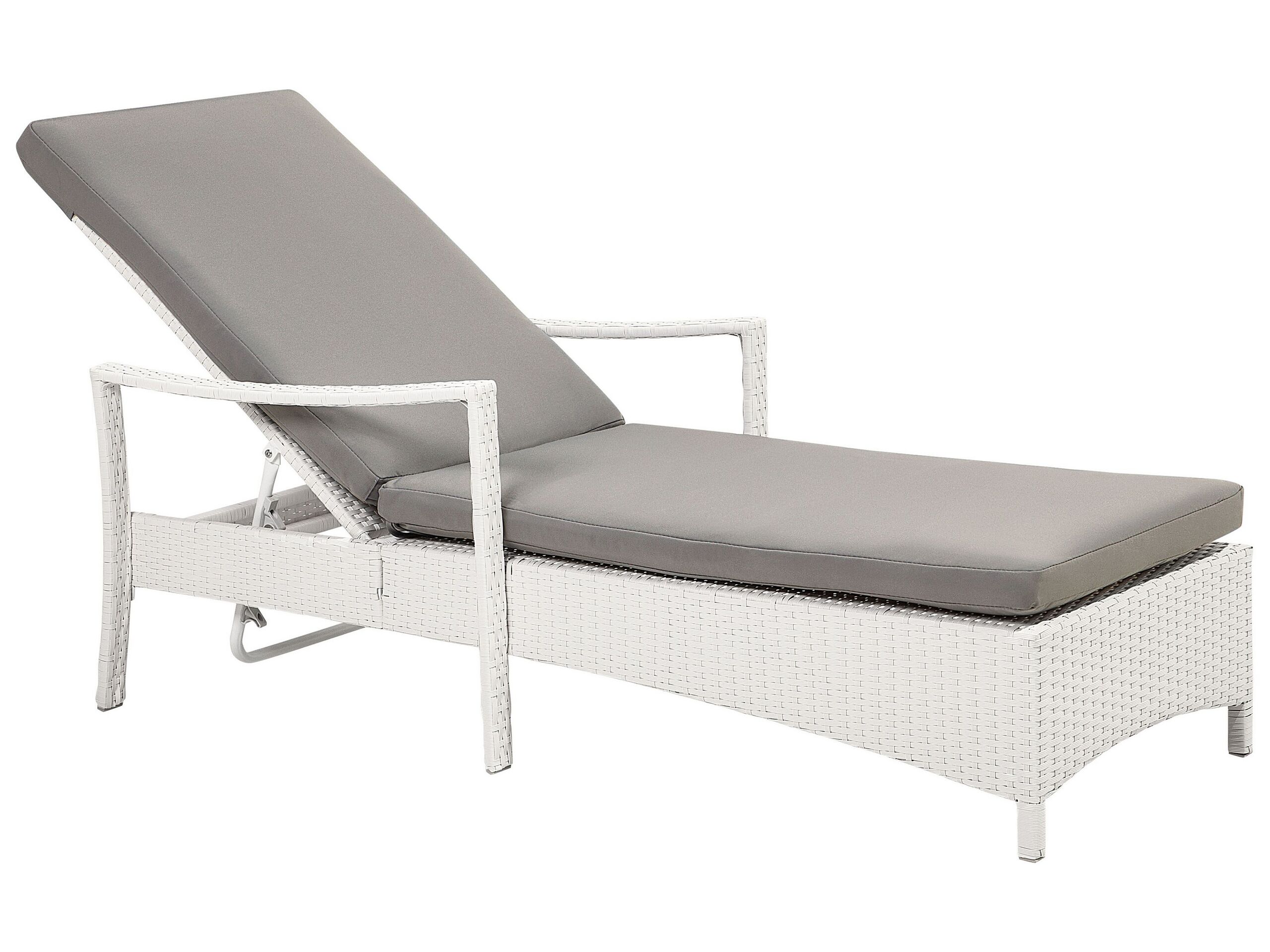 PE Rattan Reclining Sun Lounger White VASTO - Gemini Interiors