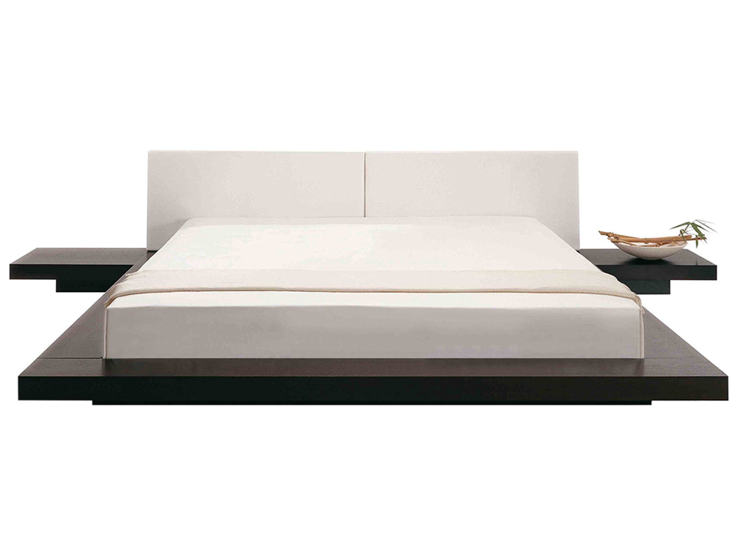 EU Super King Size Waterbed with Bedside Tables Dark Wood ZEN - Gemini Interiors