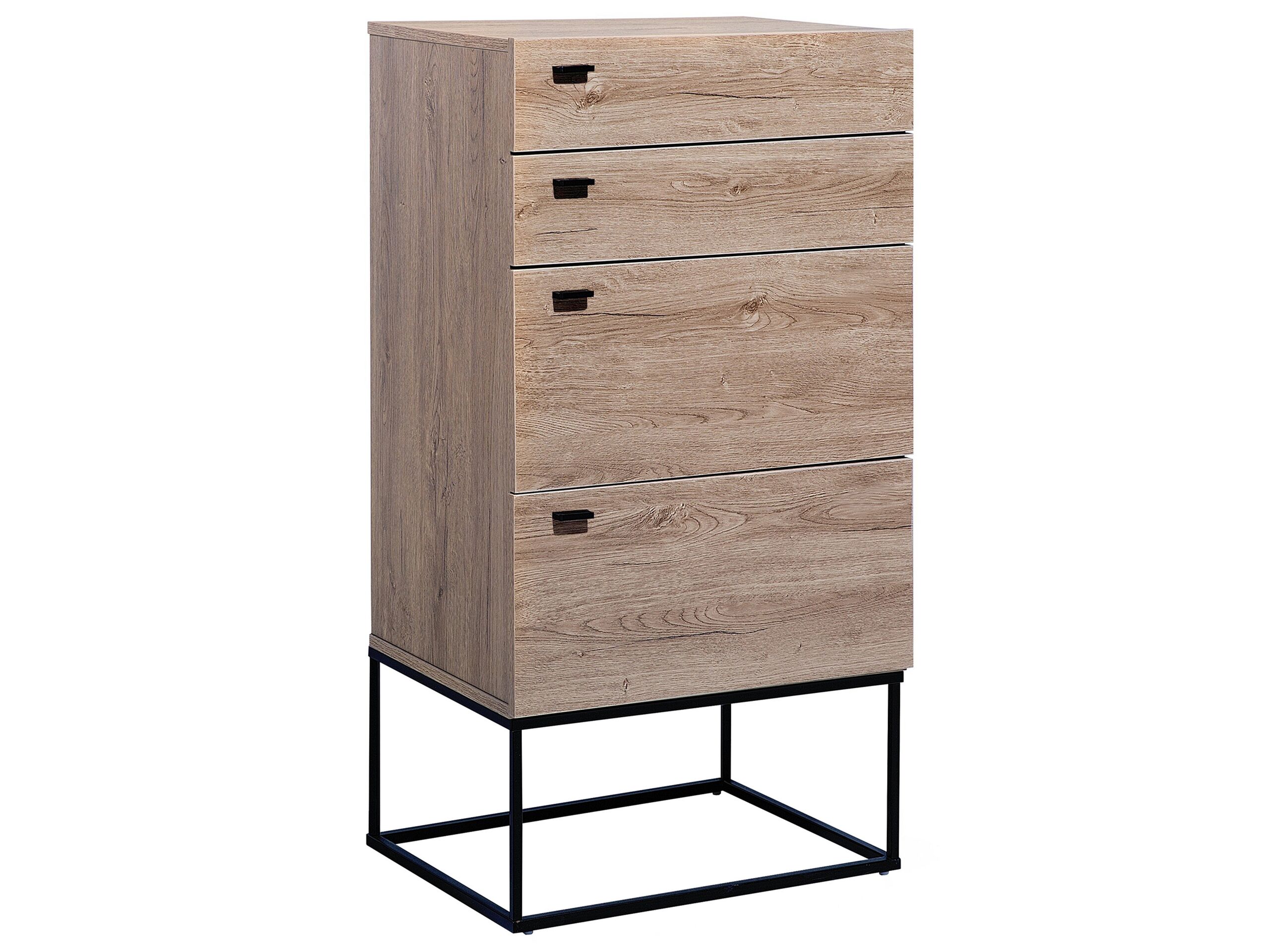 CONTEMPORARY Oak Finish Chest of Drawers - Tallboy, Medium-sized, 4 Drawers - Gemini Interiors