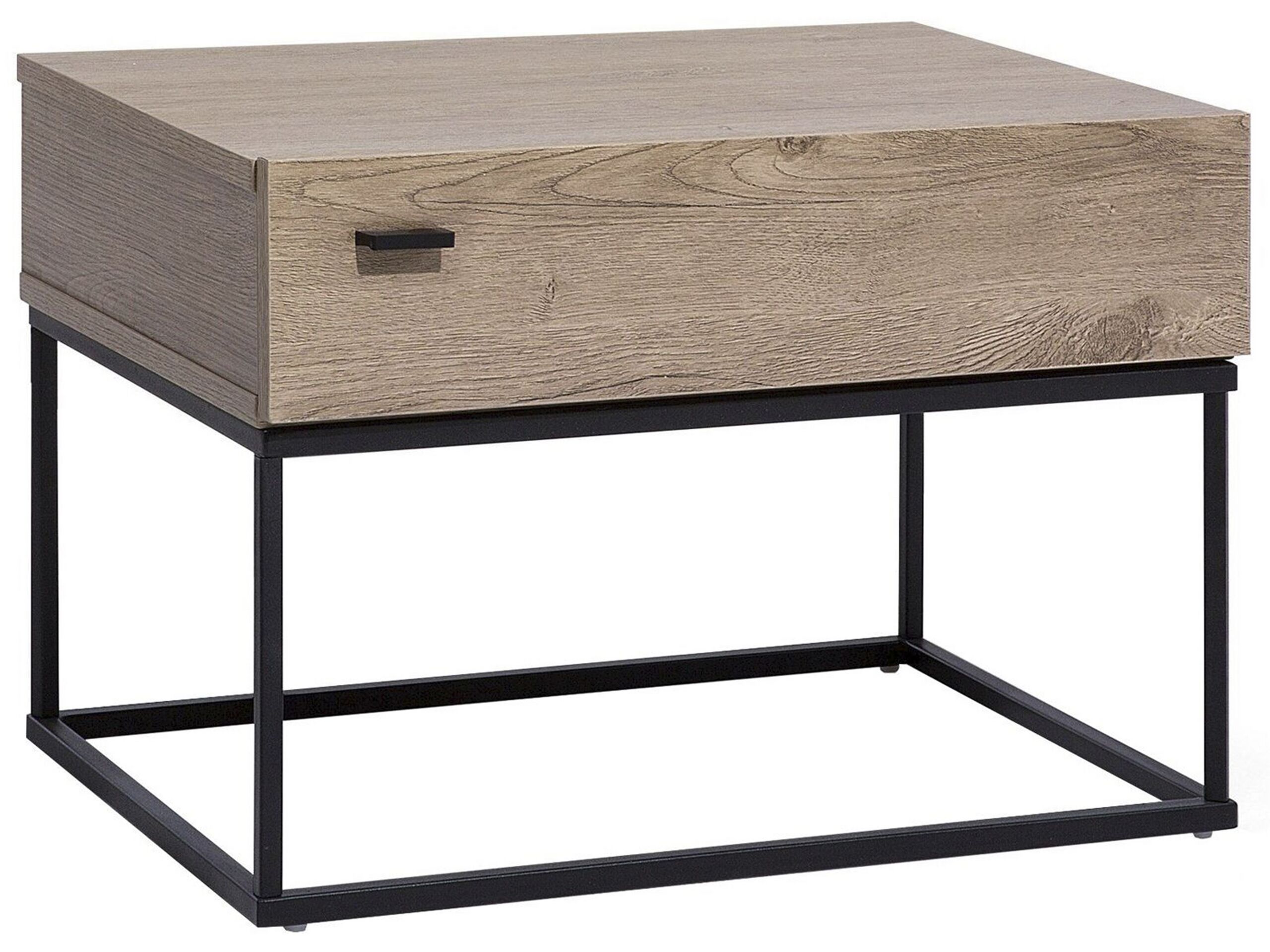 Bedside Table - DUDLEY Nightstand Dark Wood 55cm - Gemini Interiors