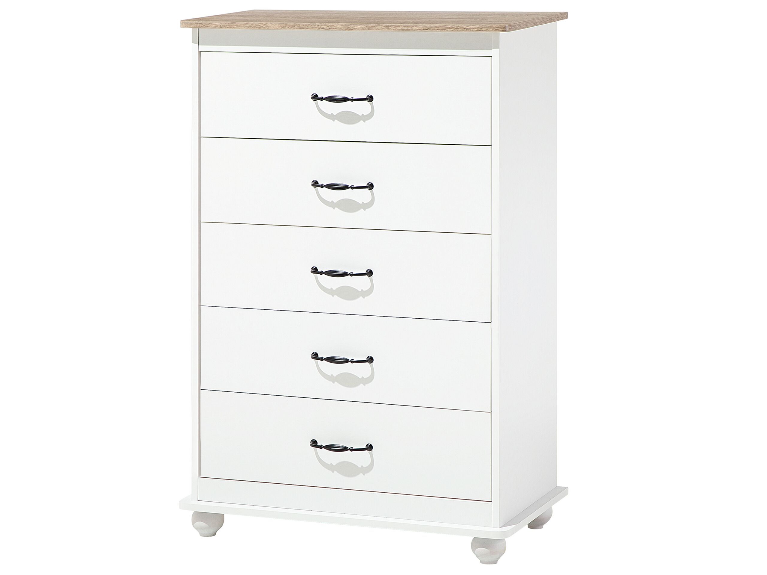COPENHAGEN White Chest of Drawers - Medium-sized, 5 Drawers - Gemini Interiors