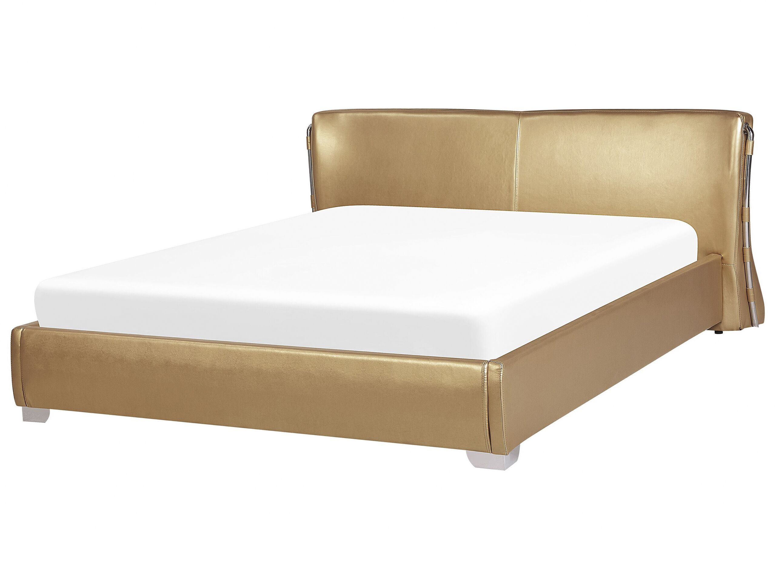 Leather EU Super King Size Bed Gold PARIS - Gemini Interiors