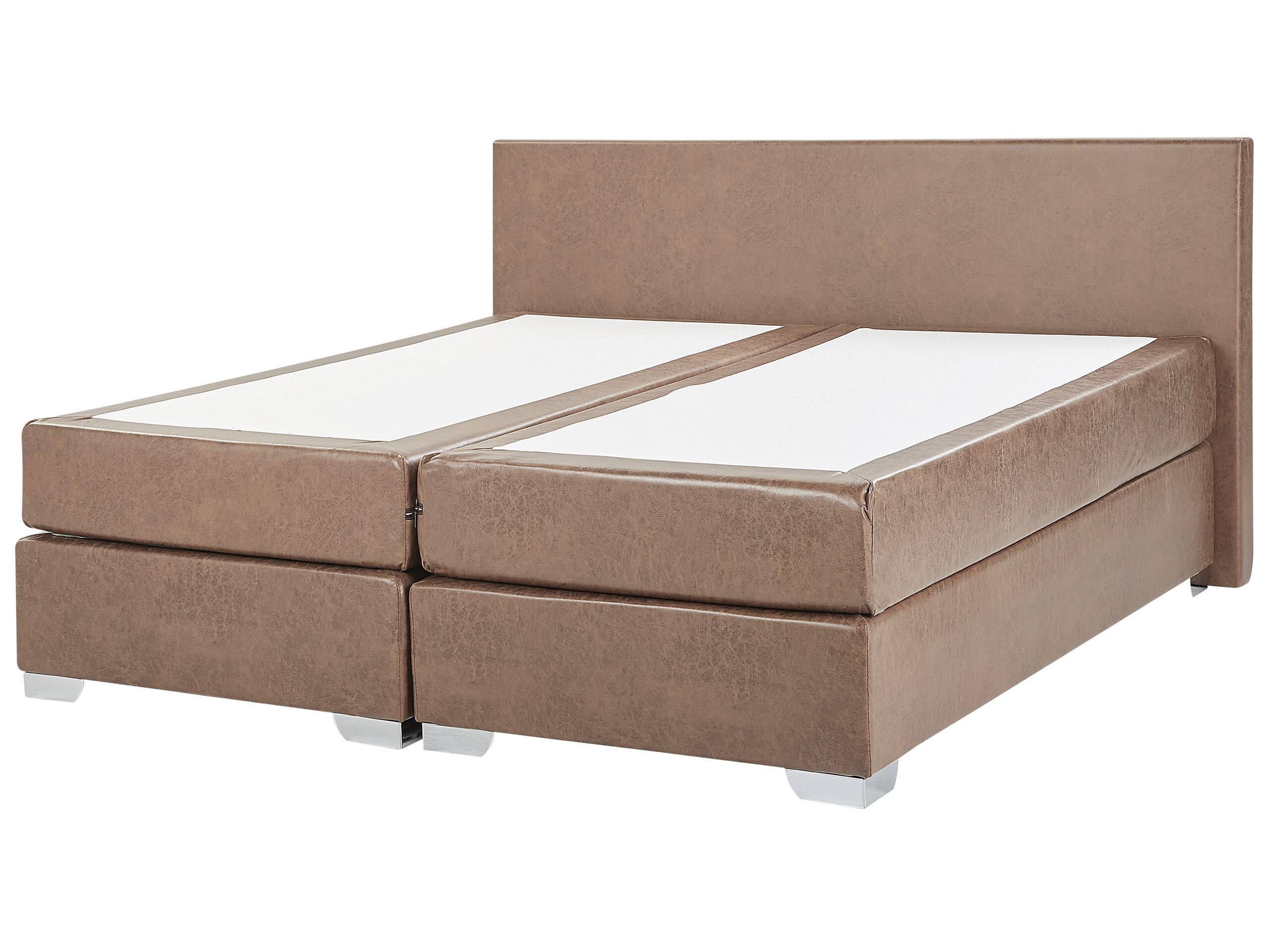 Faux Leather EU Super King Size Divan Bed Brown PRESIDENT - Gemini Interiors