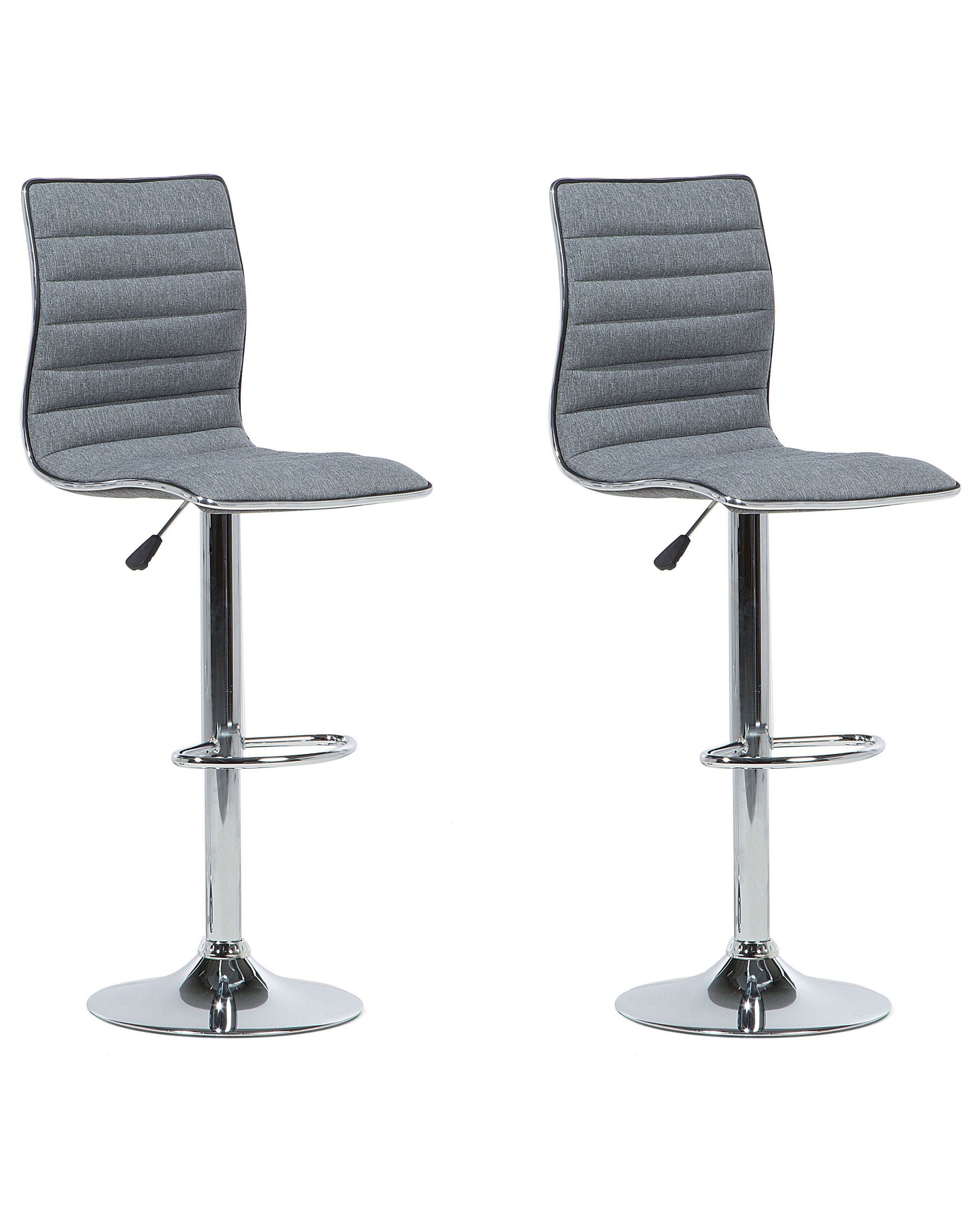 Set of 2 Adjustable Bar Stools Grey LUCERNE - Gemini Interiors