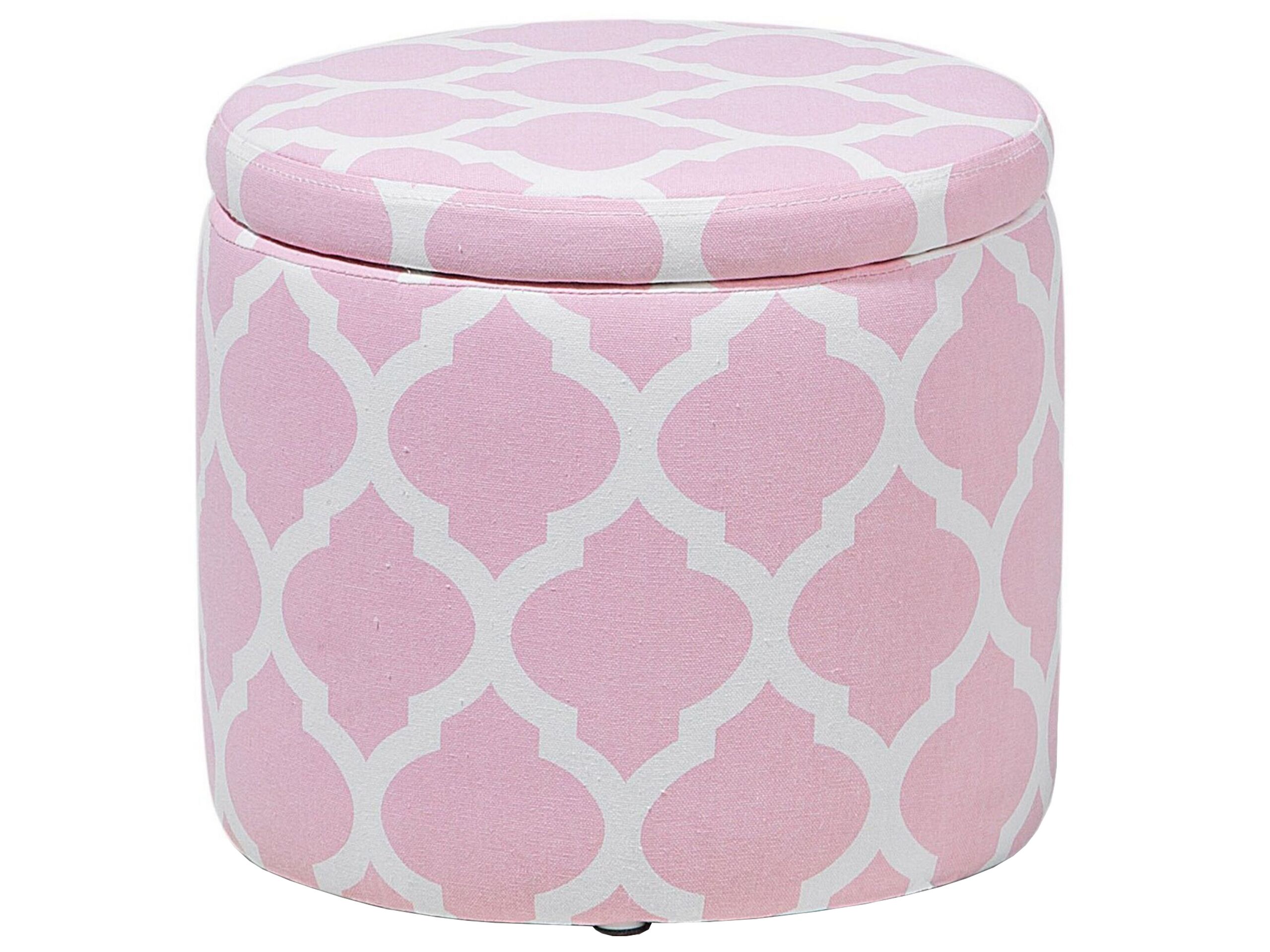 Storage Footstool Pink and White TUNICA - Gemini Interiors