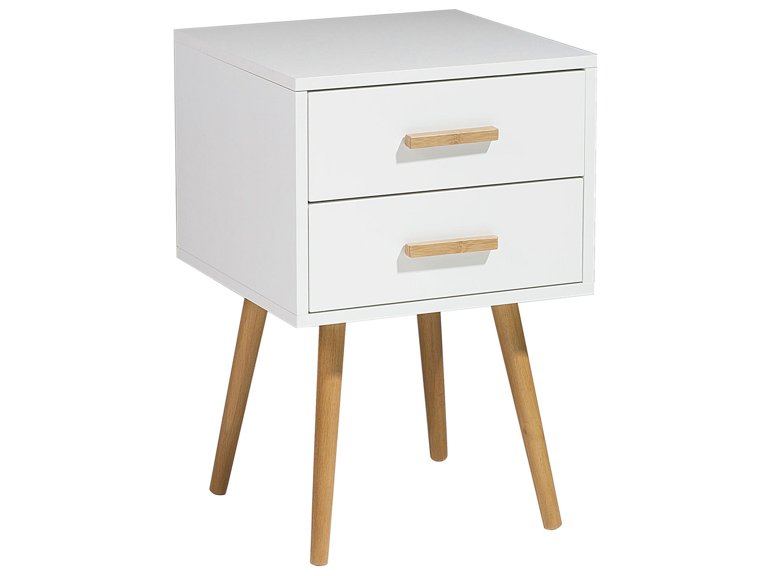 Bedside Table - CLACTON 2 Drawer Nightstand White 40cm - Gemini Interiors