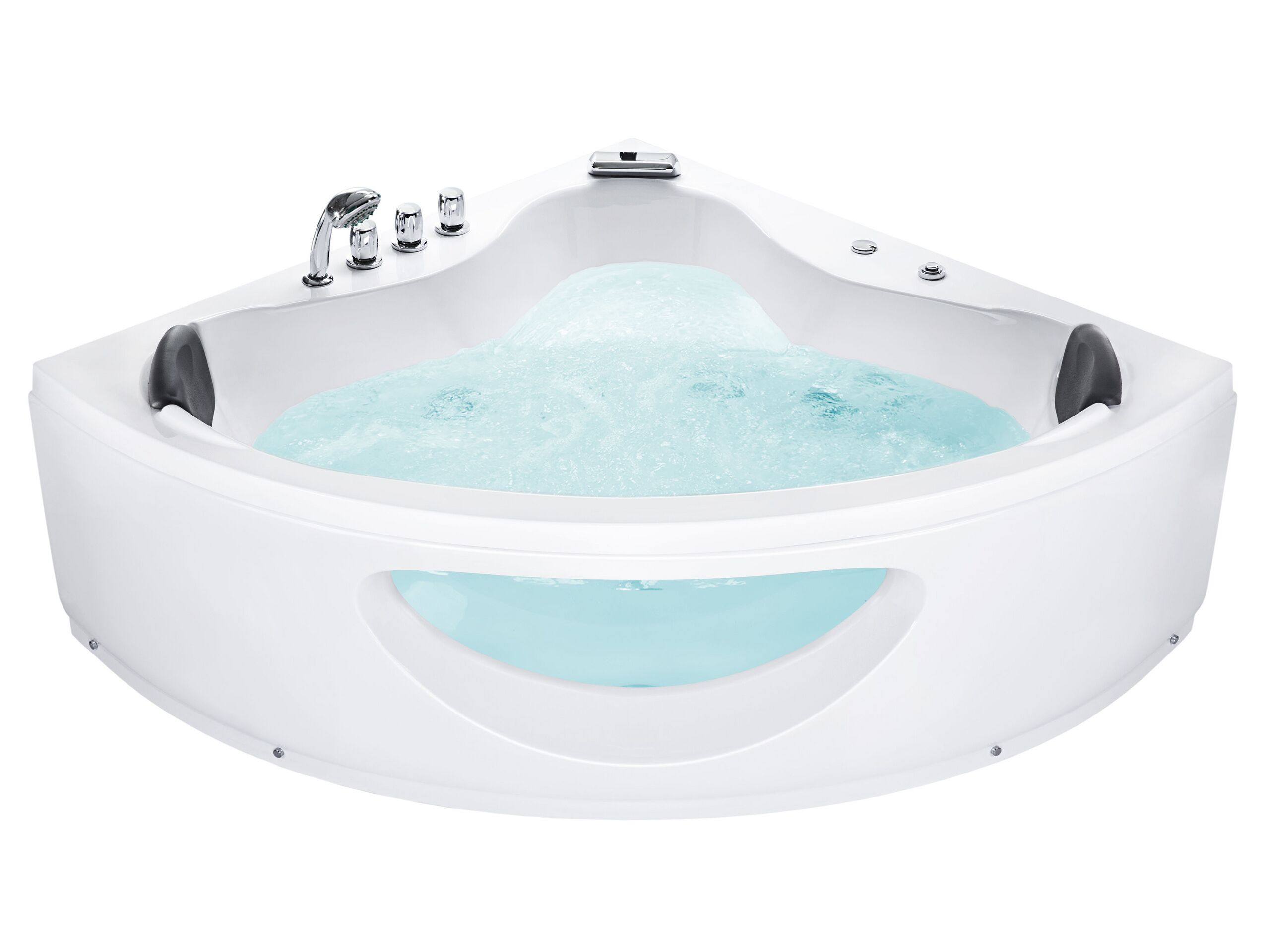 Whirlpool Corner Bath with LED 1900 x 1380 mm cm White TOCOA - Gemini Interiors