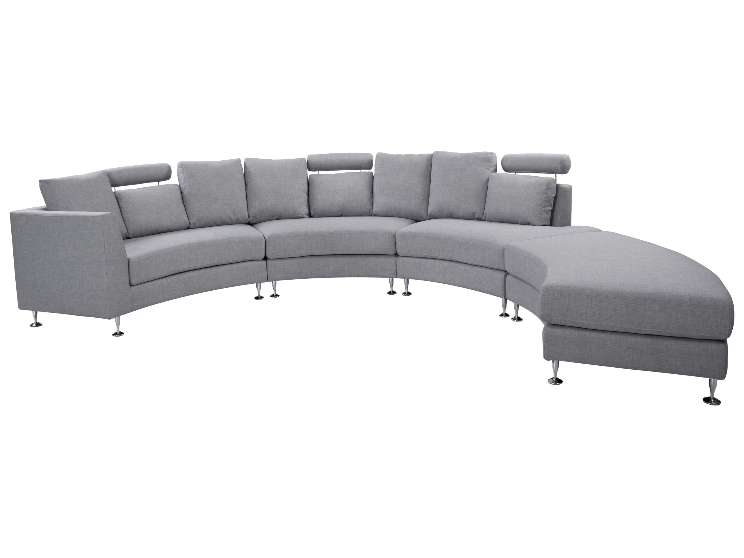 7 Seater Curved Fabric Modular Sofa Light Grey ROTUNDE - Gemini Interiors