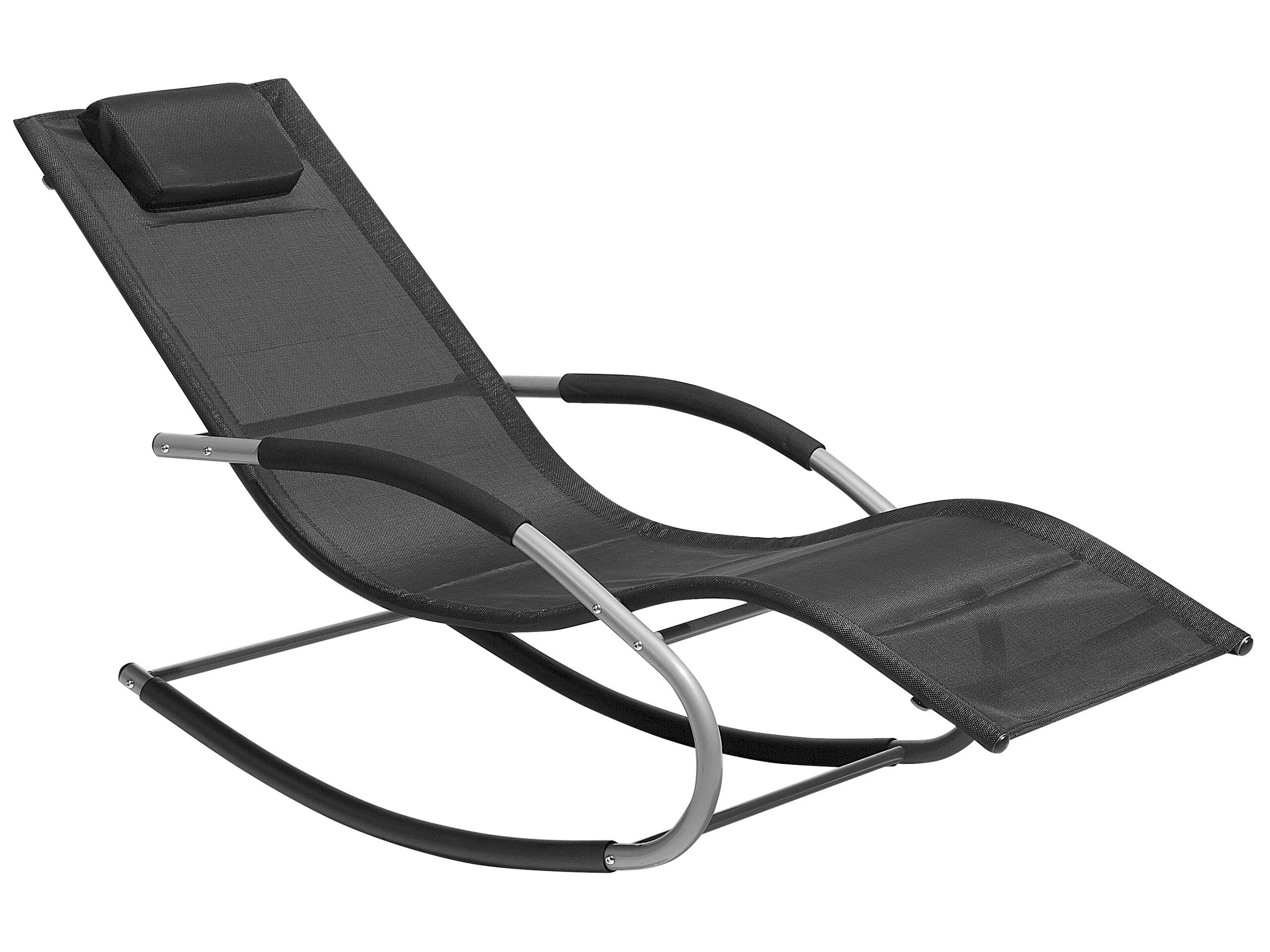 Steel Rocking Sun Lounger Black CARANO - Gemini Interiors