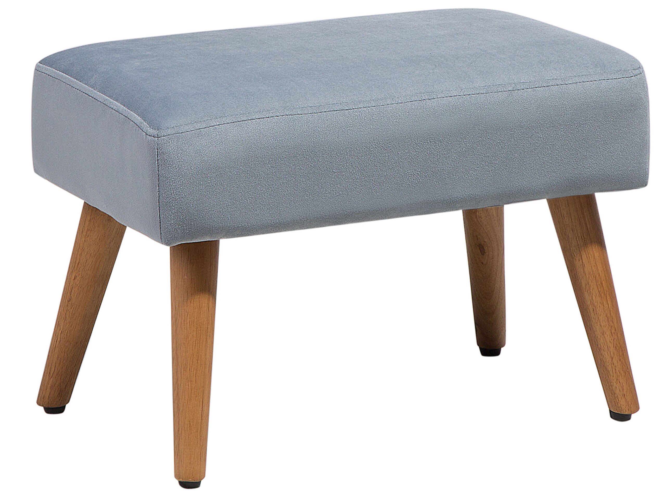 Velvet Footstool Grey TAKOMA - Gemini Interiors