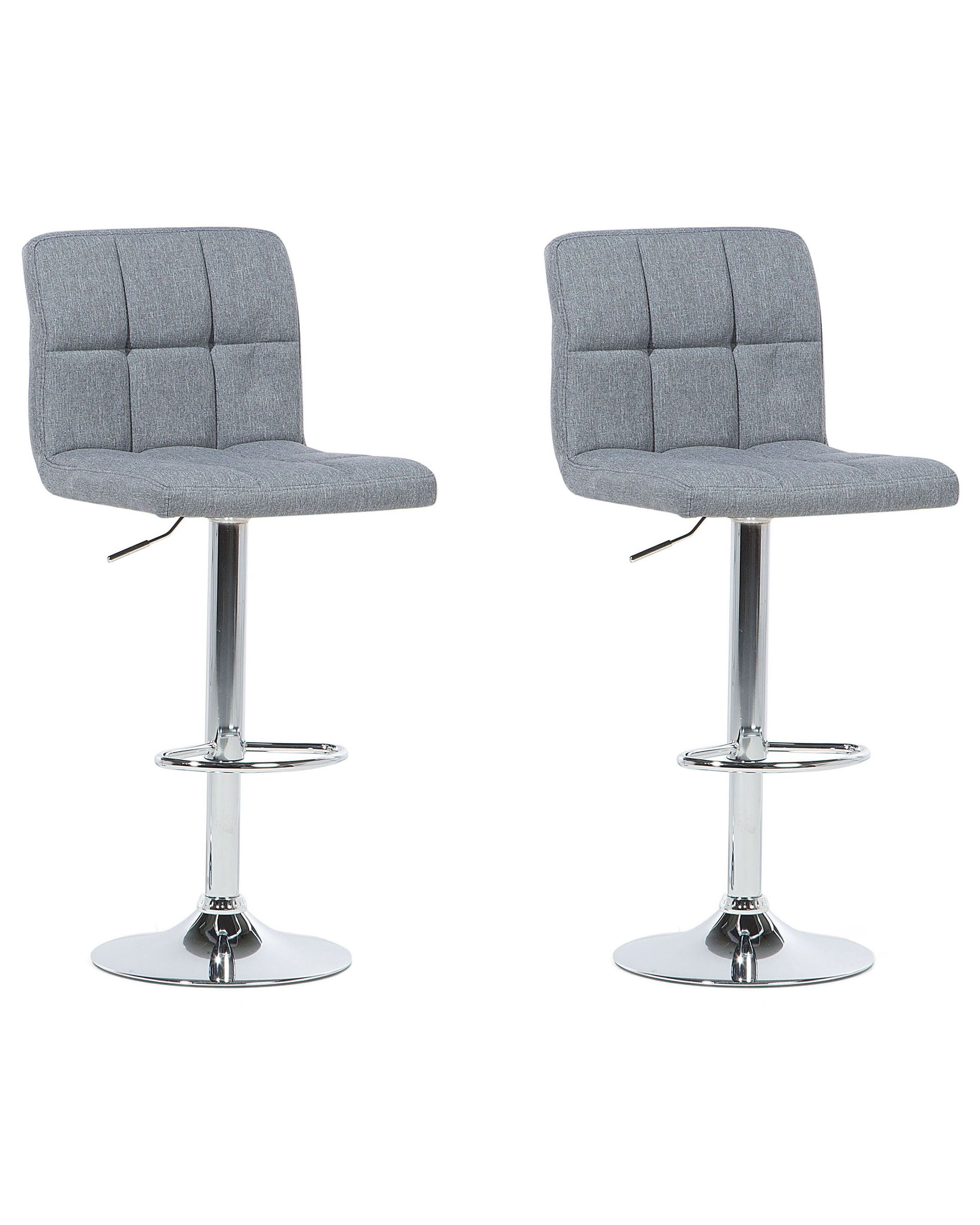 Set of 2 Adjustable Bar Stools Grey MARION - Gemini Interiors