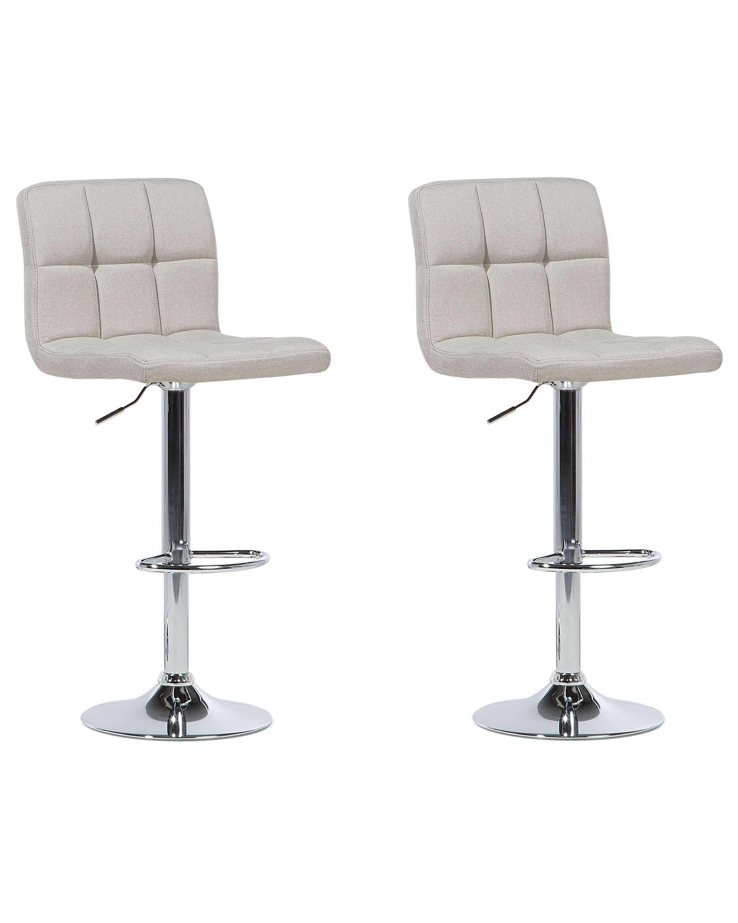 Set of 2 Adjustable Bar Stools Beige MARION - Gemini Interiors