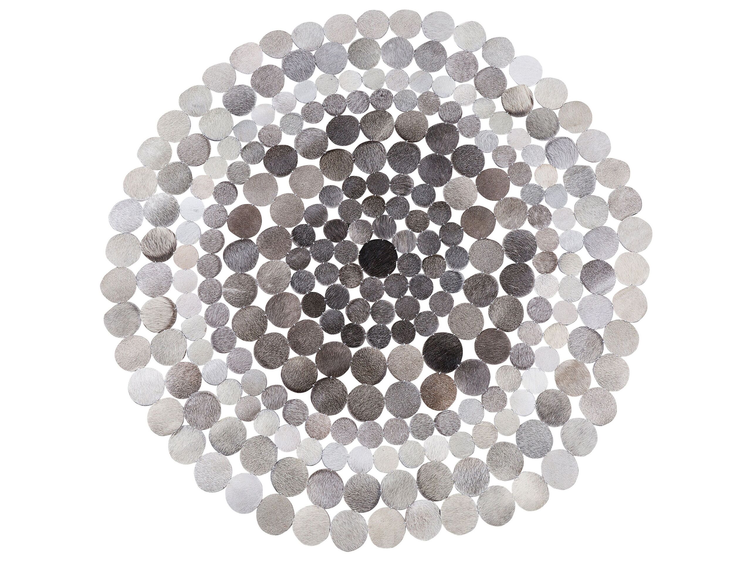 Round Cowhide Area Rug 140cm Grey - Gemini Interiors