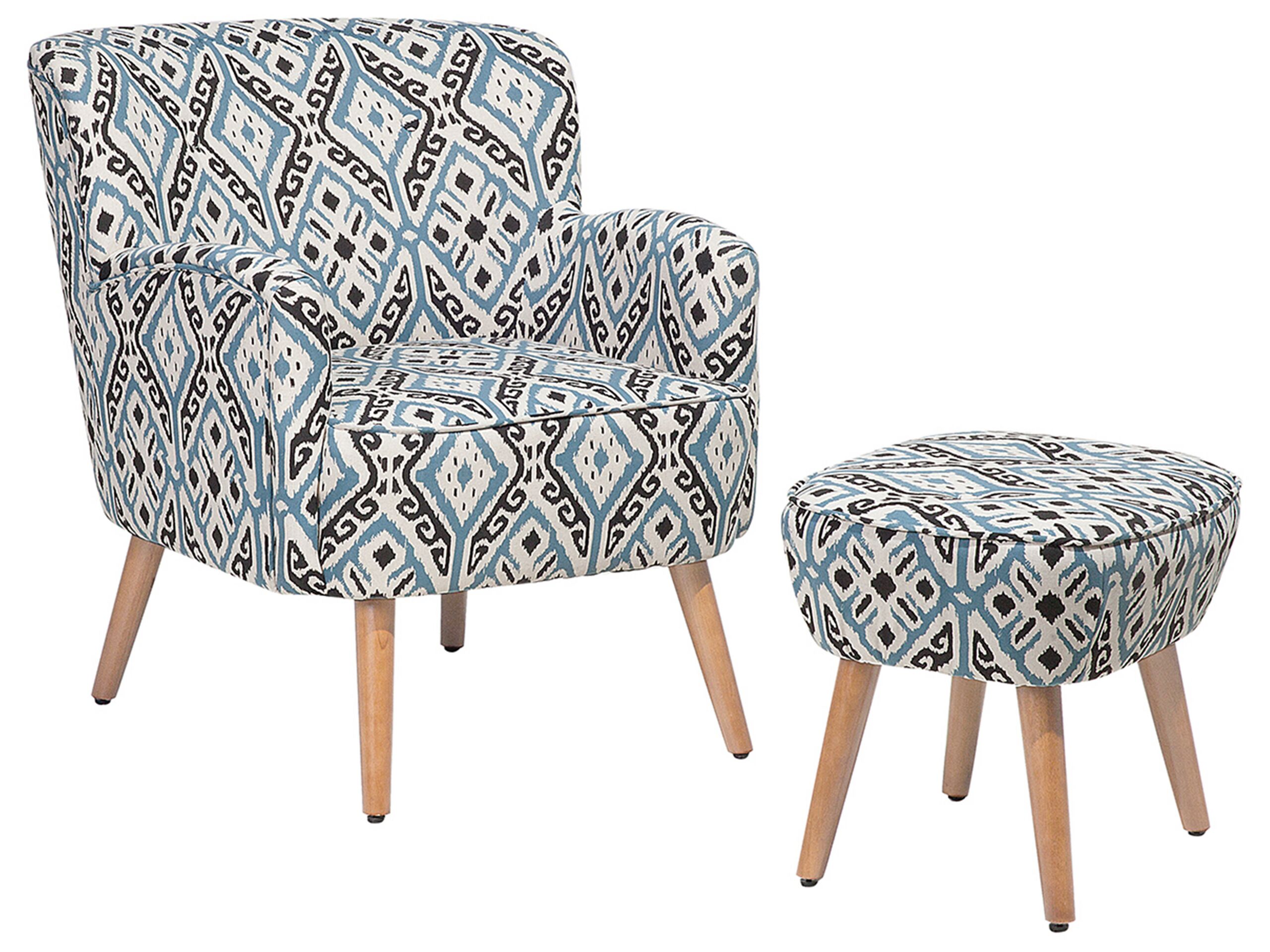 Fabric Armchair with Footstool Multicolour TUMBA - Gemini Interiors