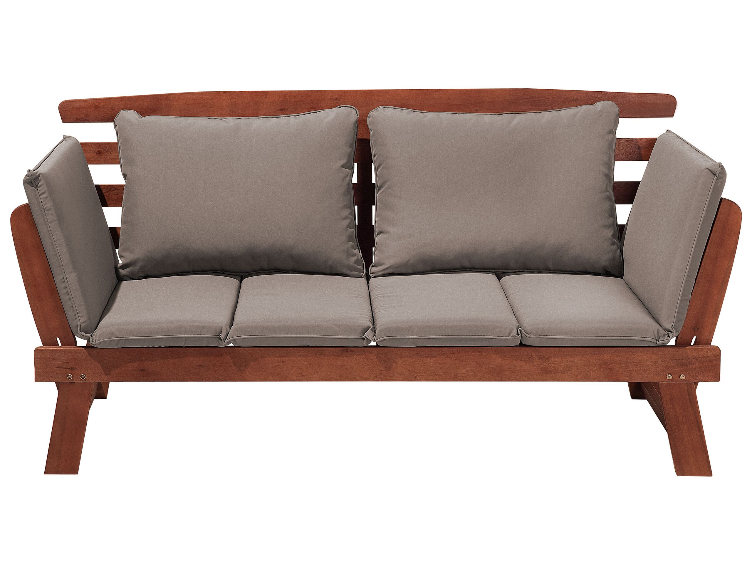 Eucalyptus Wood Garden Bench 210 cm with Grey Cushion PORTICI - Gemini Interiors