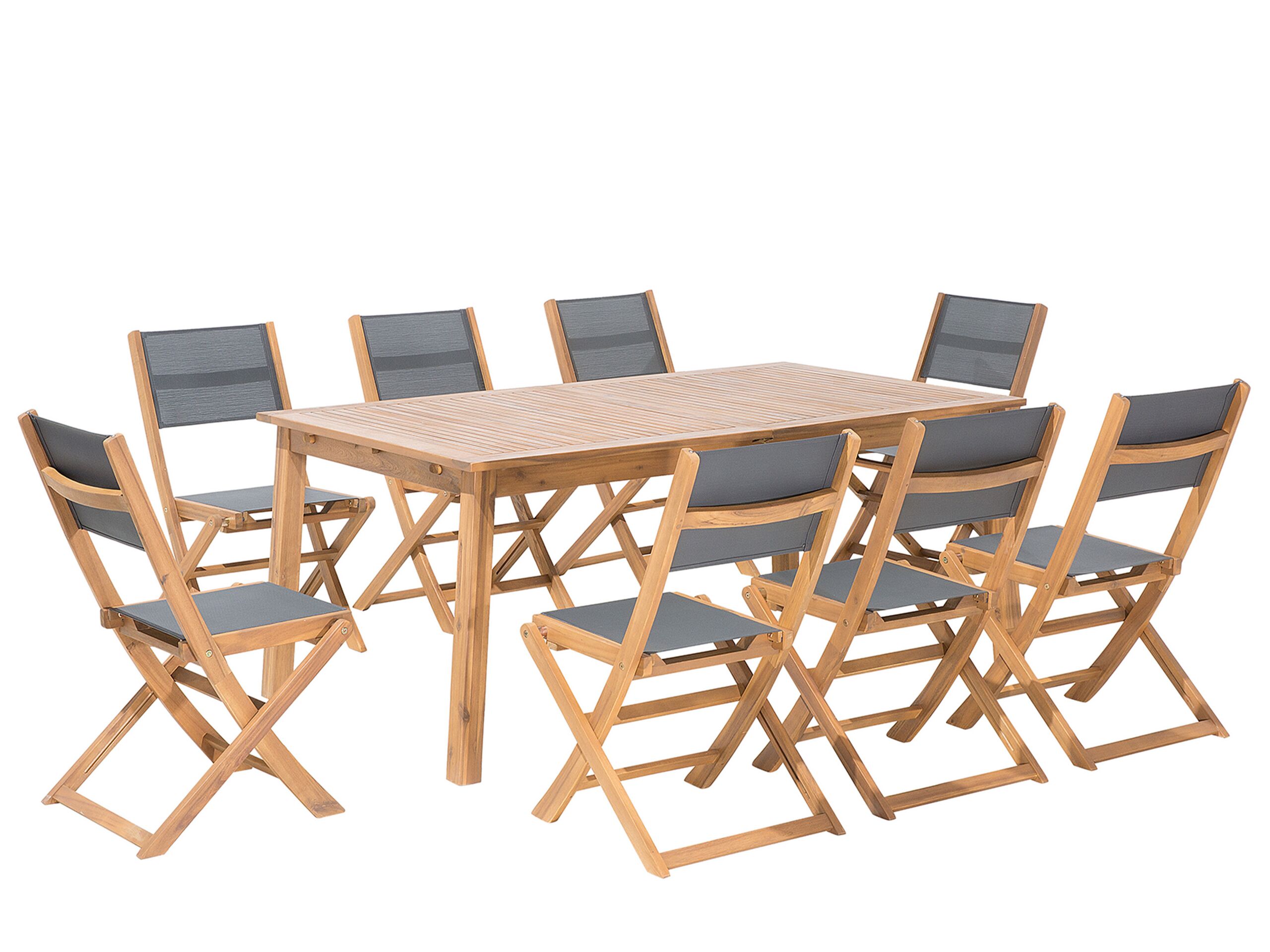 8 Seater Acacia Garden Dining Set Light Wood CESANA - Gemini Interiors
