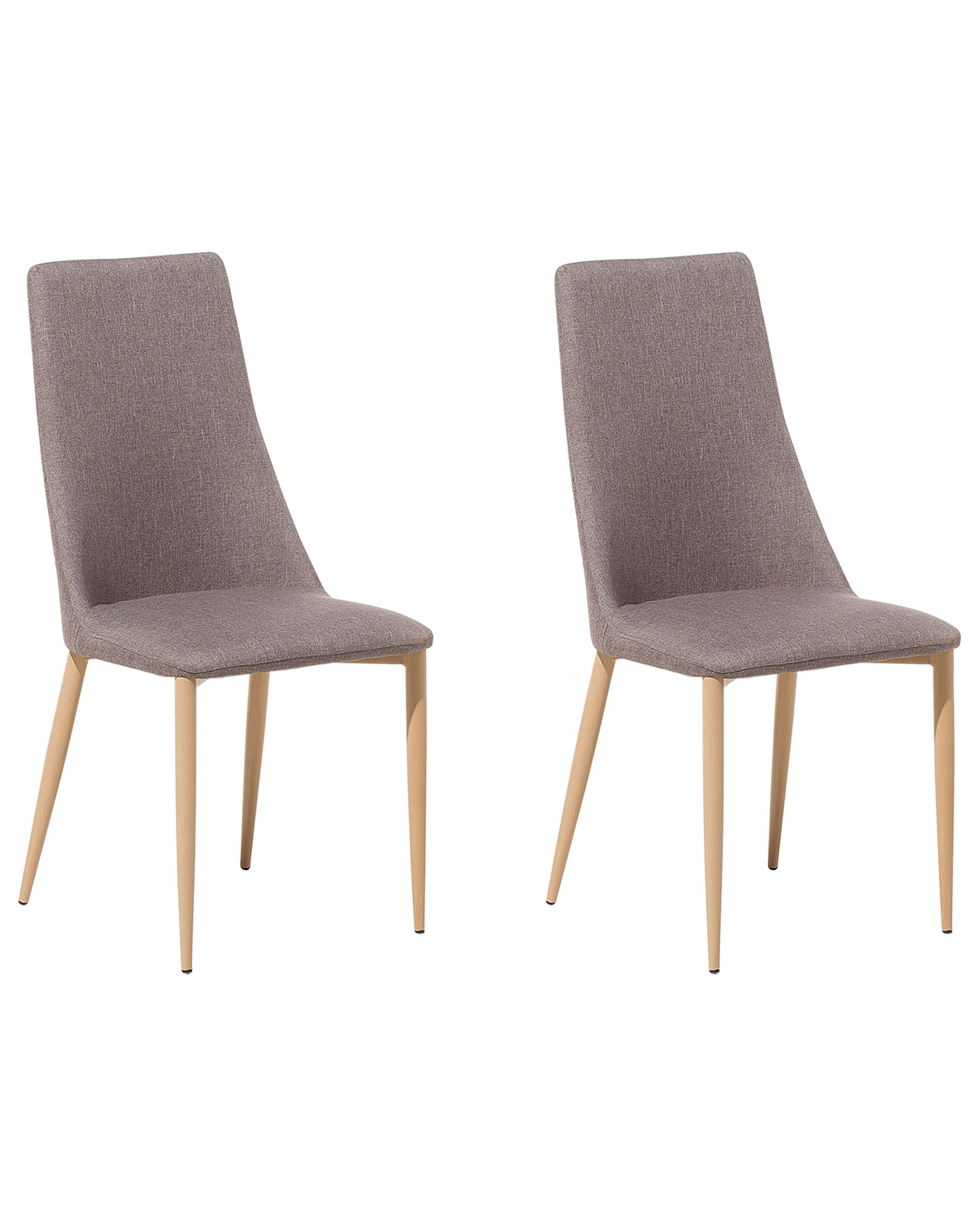 Set of 2 Fabric Dining Chairs Taupe Beige CLAYTON - Gemini Interiors