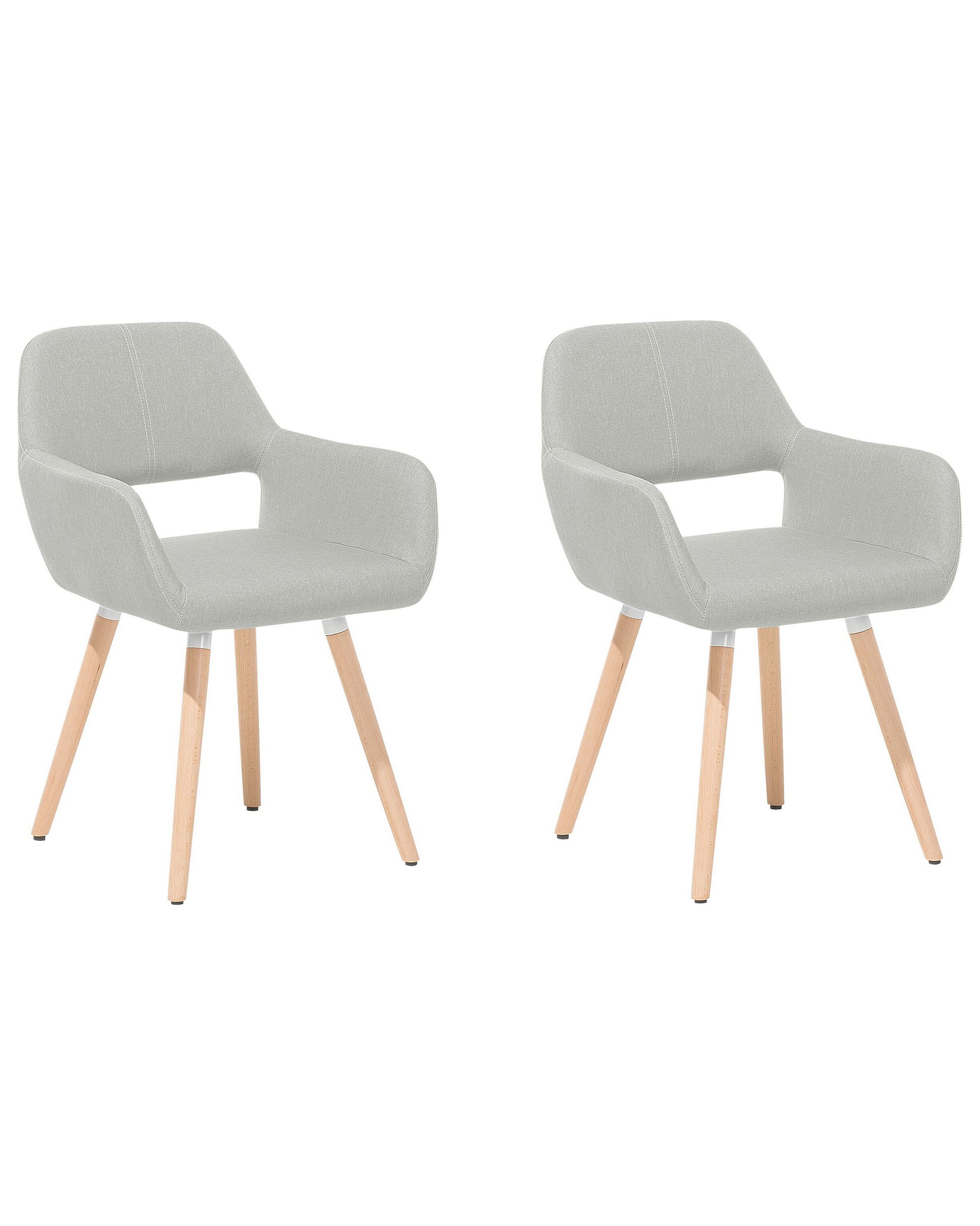 Set of 2 Fabric Dining Chairs Light Grey CHICAGO - Gemini Interiors