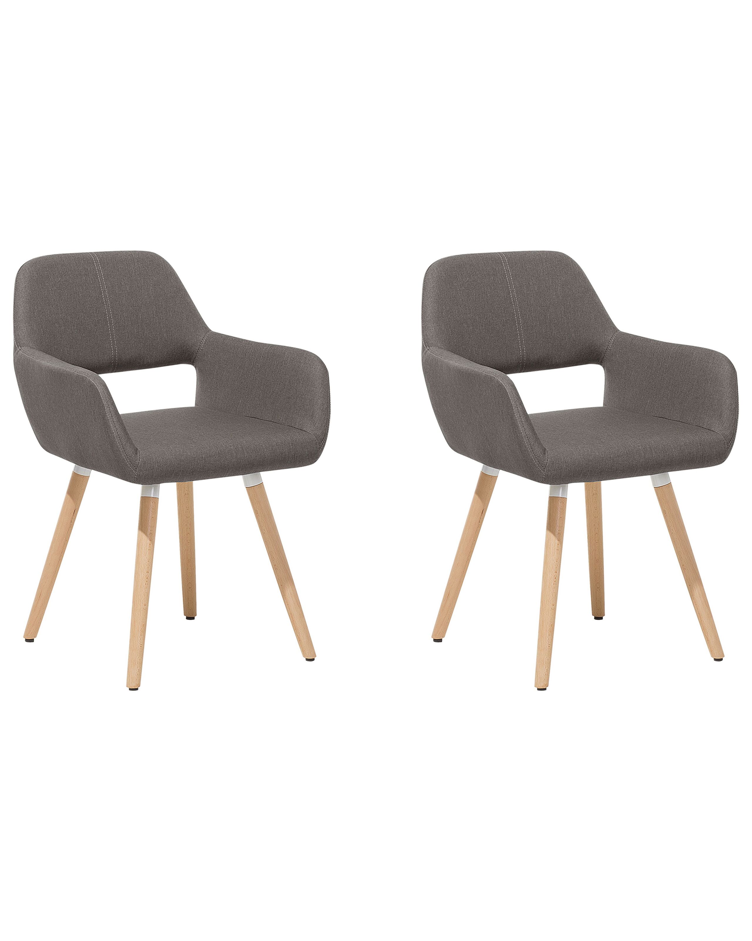 Set of 2 Fabric Dining Chairs Taupe CHICAGO - Gemini Interiors