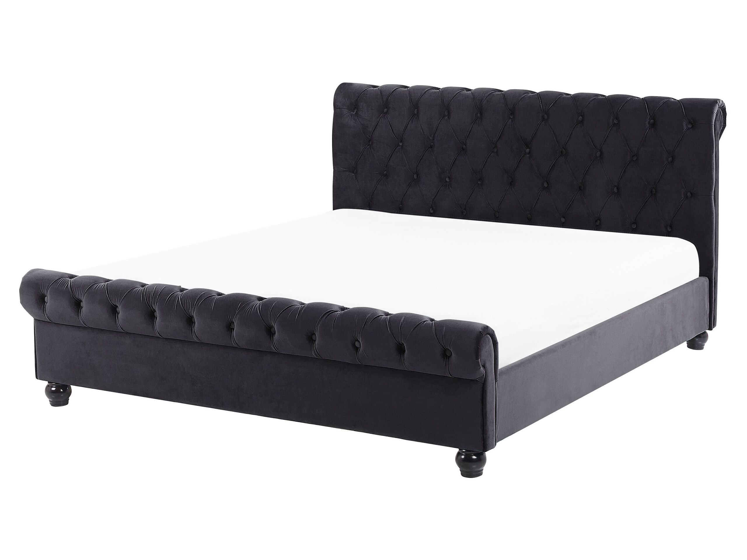 Velvet EU King Size Bed Black AVALLON - Gemini Interiors
