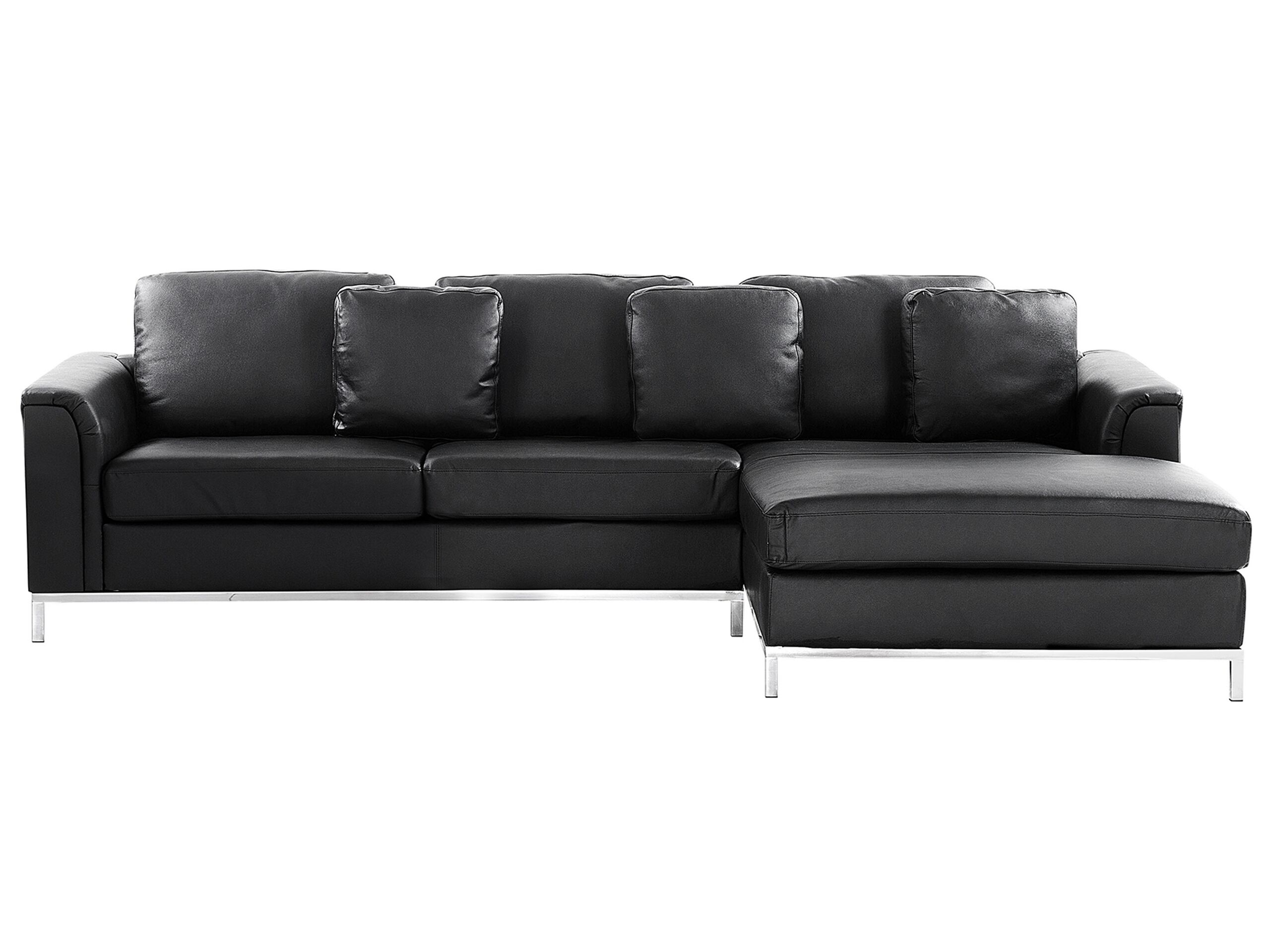 Left Hand Leather Corner Sofa Black OSLO - Gemini Interiors