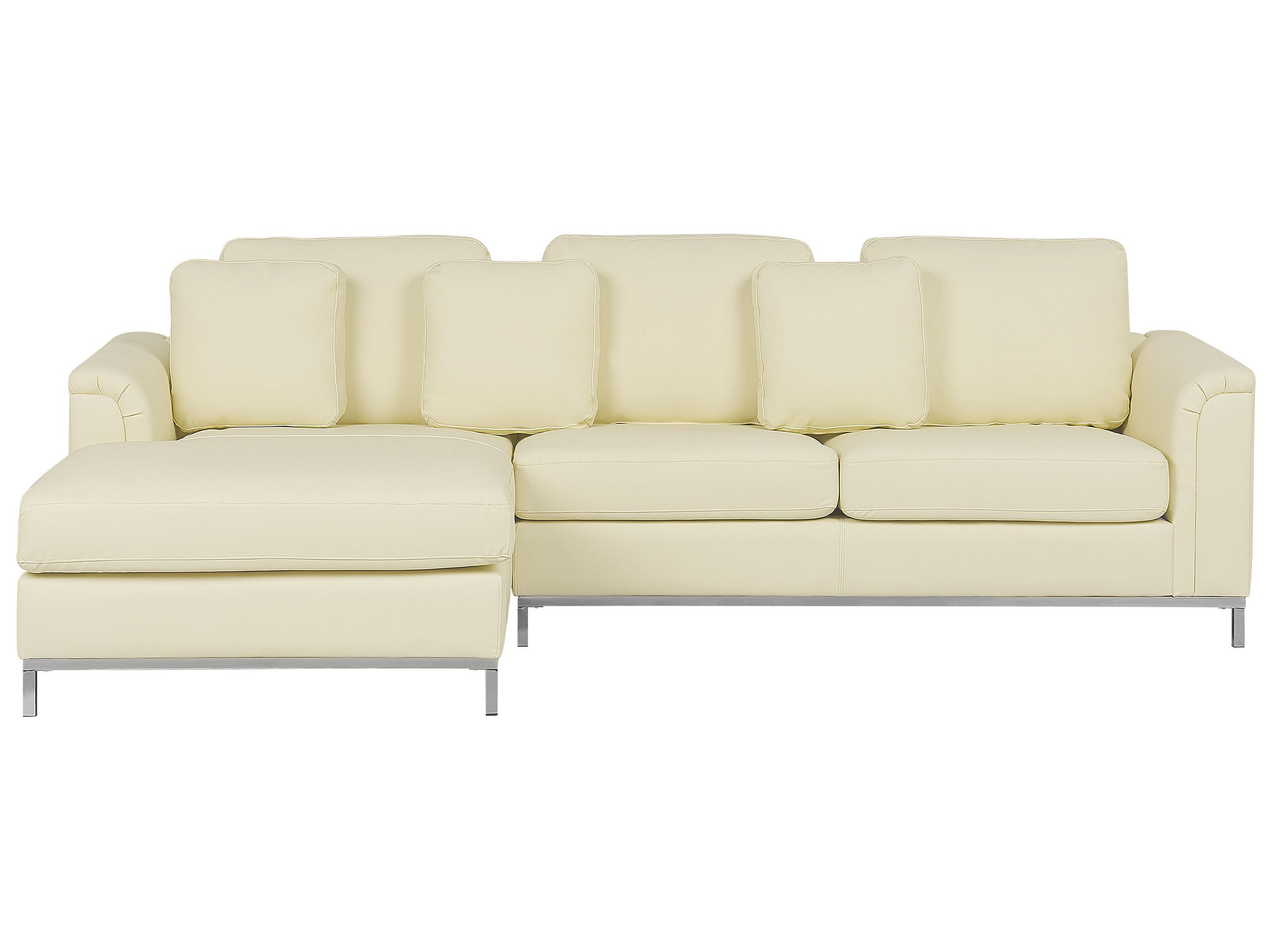 Right Hand Leather Corner Sofa Beige OSLO - Gemini Interiors