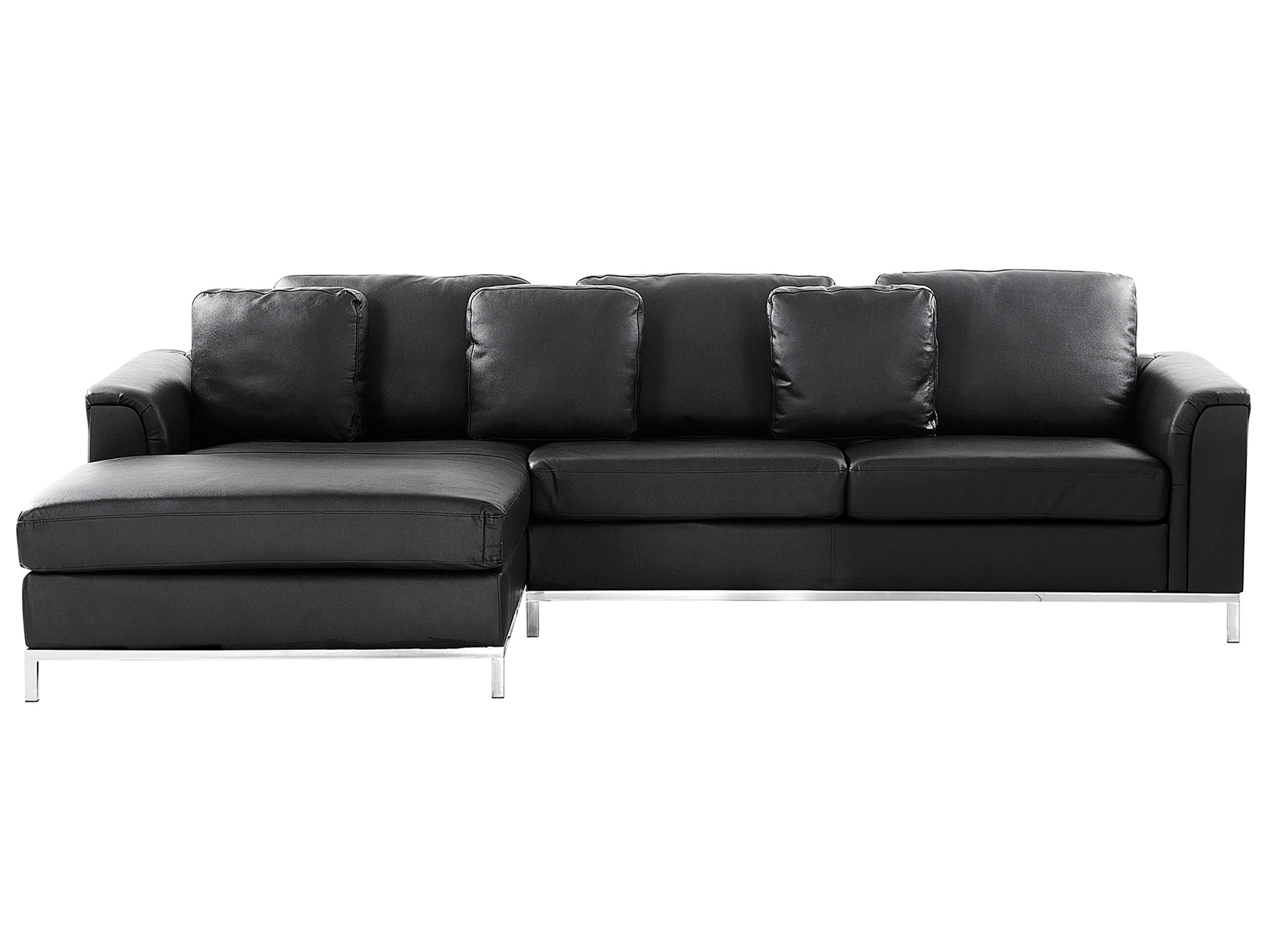 Right Hand Leather Corner Sofa Black OSLO - Gemini Interiors
