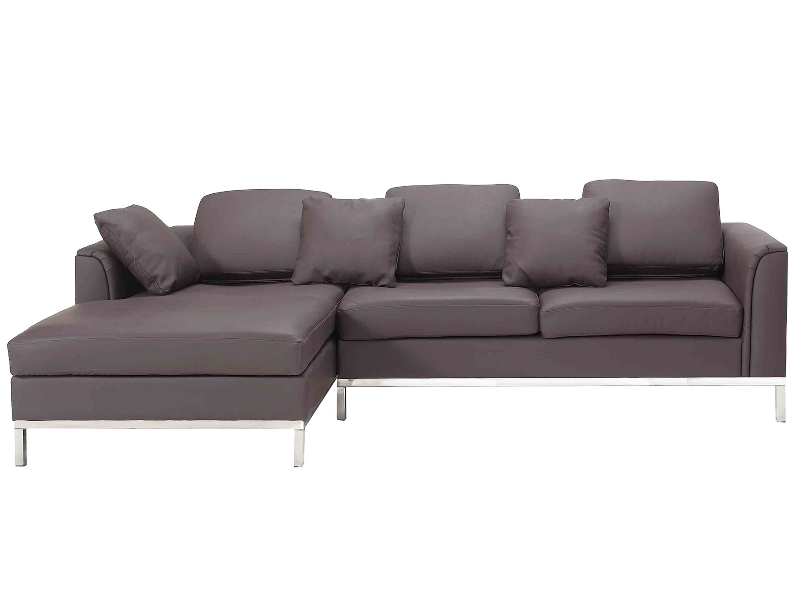 Right Hand Leather Corner Sofa Brown OSLO - Gemini Interiors