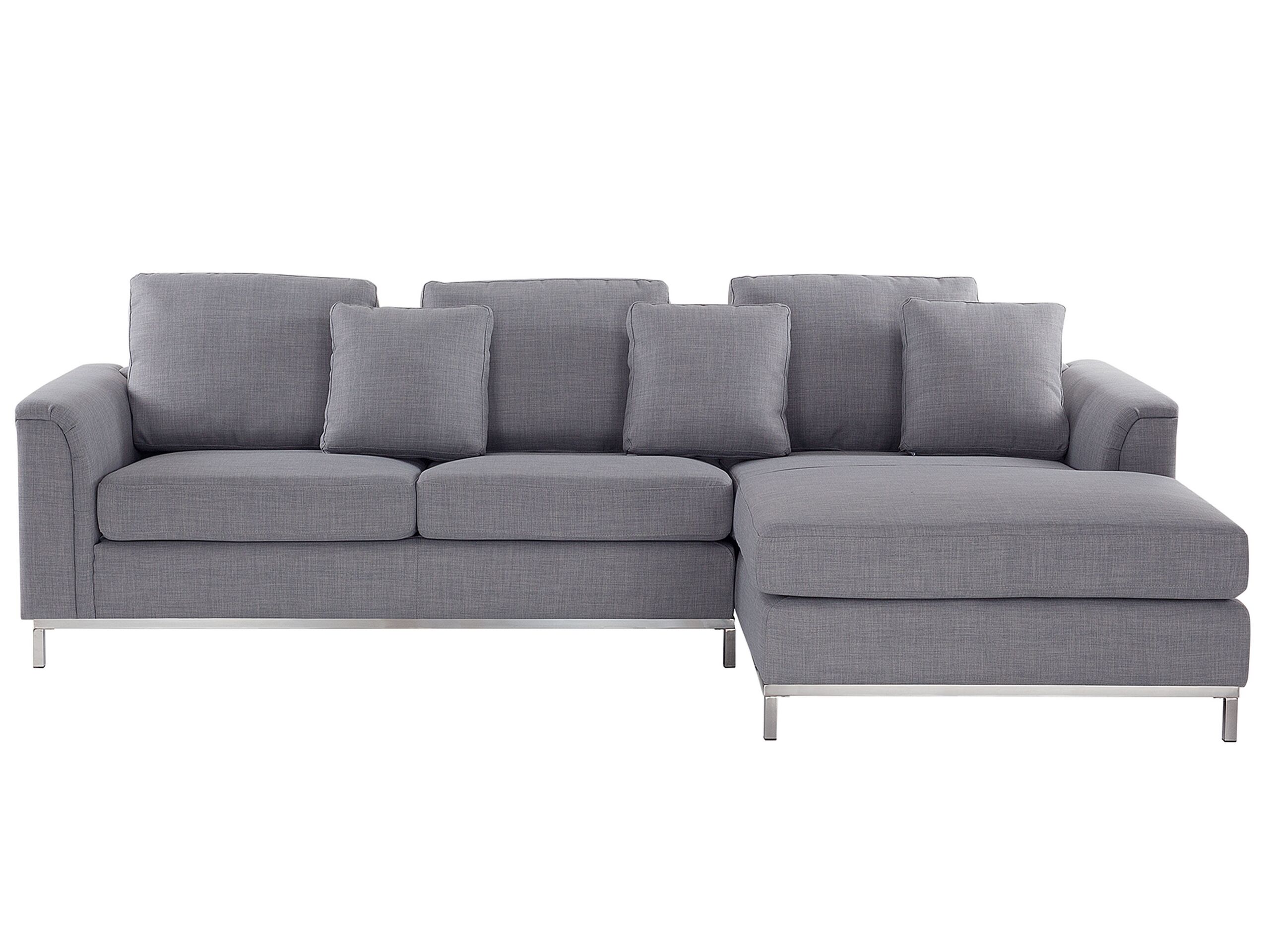 Left Hand Fabric Corner Sofa Light Grey OSLO - Gemini Interiors