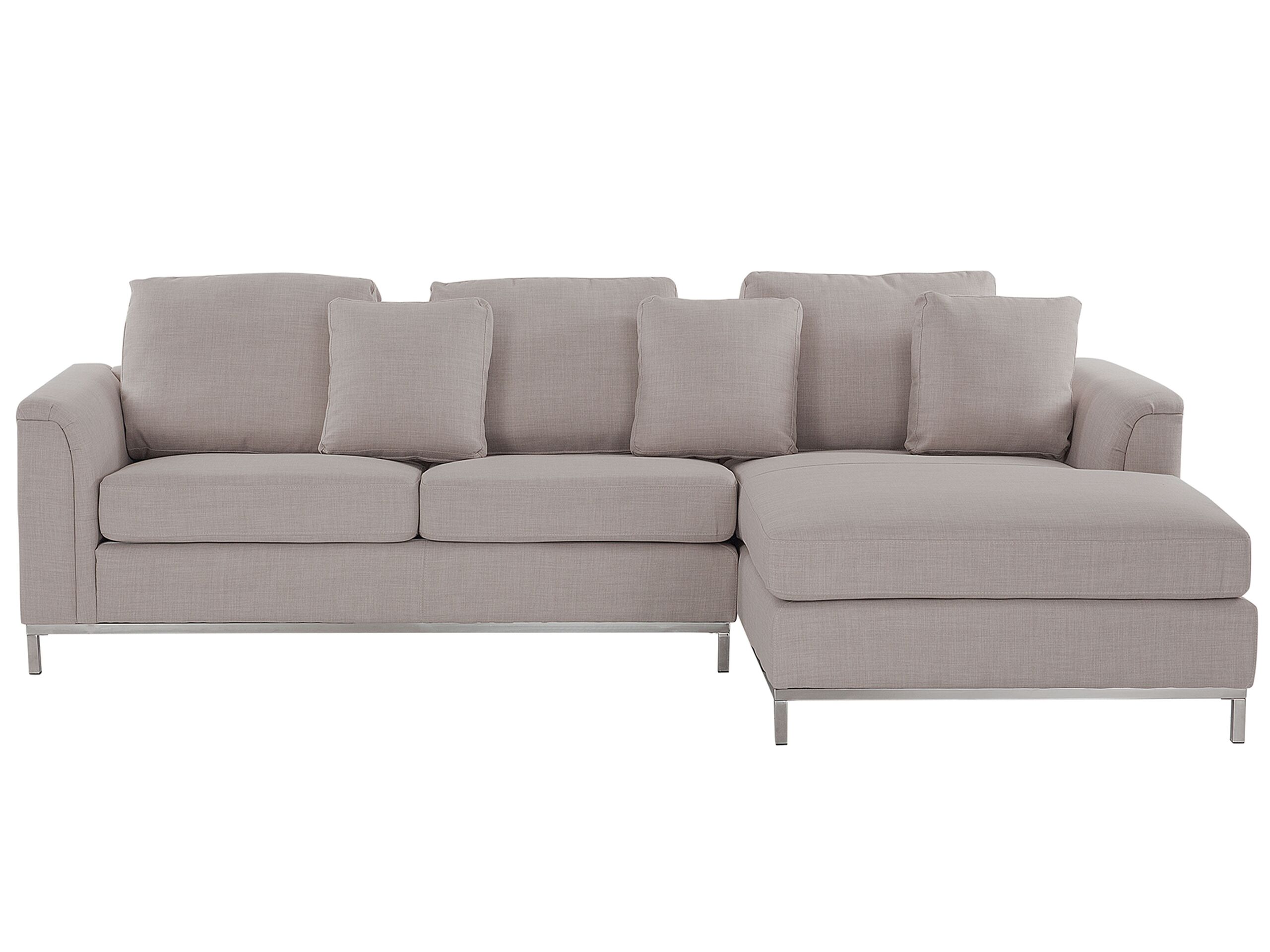 Left Hand Fabric Corner Sofa Beige OSLO - Gemini Interiors