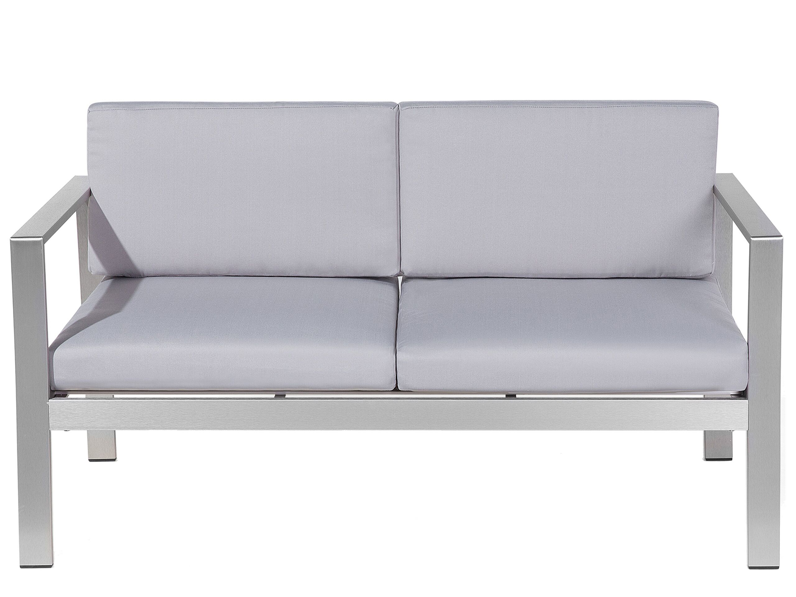 2 Seater Aluminium Garden Sofa Light Grey SALERNO - Gemini Interiors