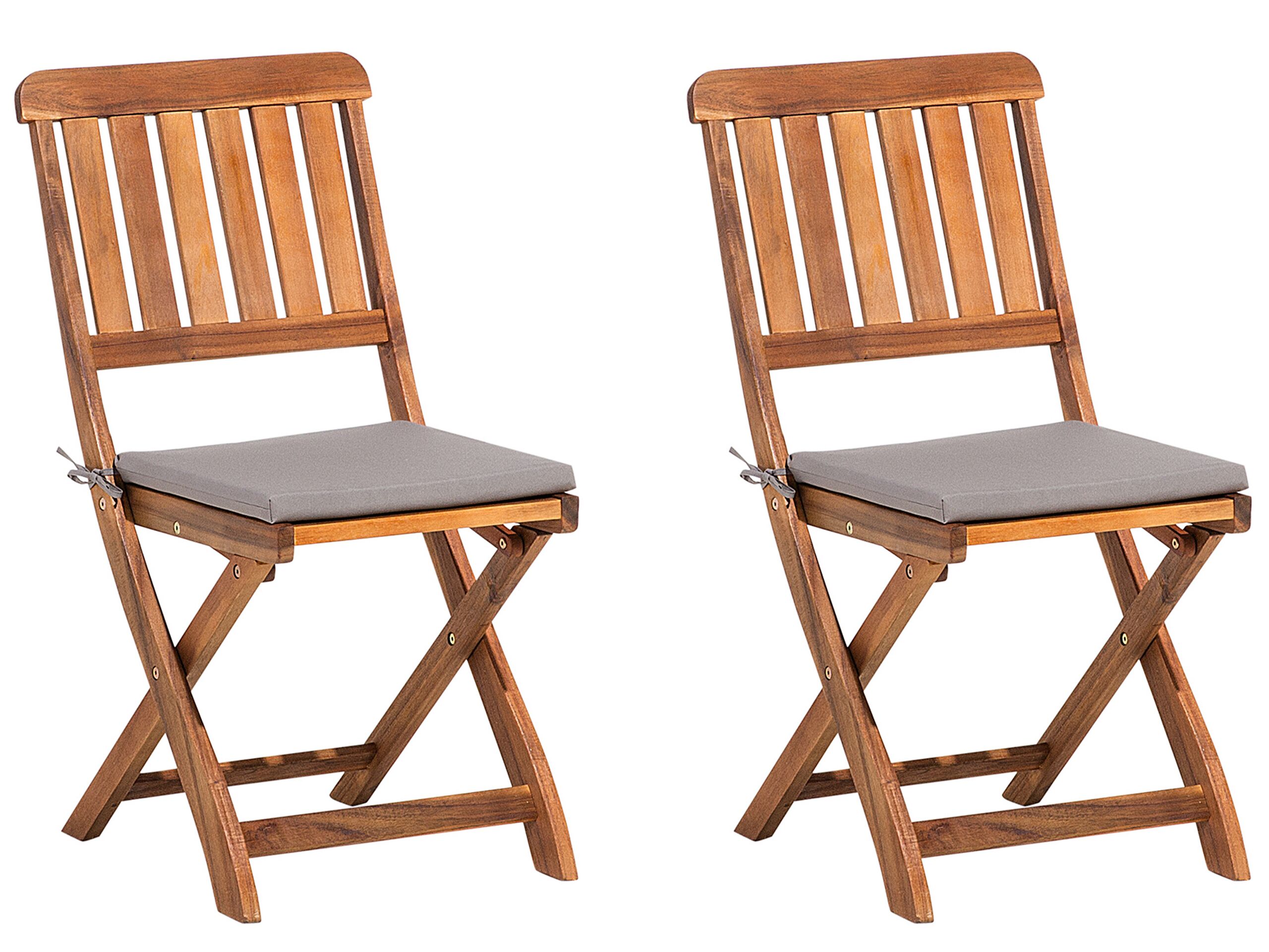 Set of 2 Acacia Garden Folding Chairs Dark Wood CENTO - Gemini Interiors