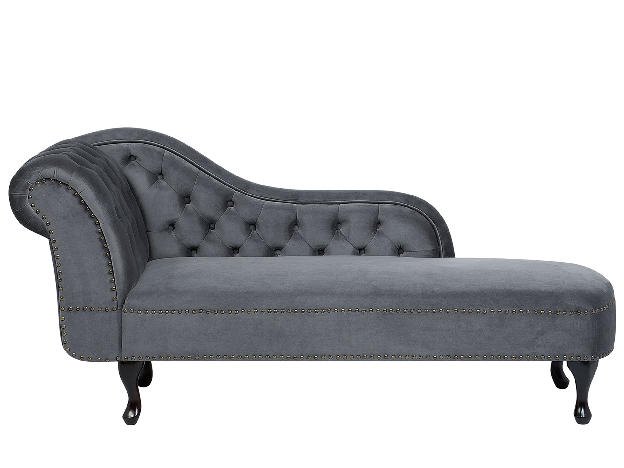 Left Hand Chaise Lounge Velvet Grey NIMES - Gemini Interiors