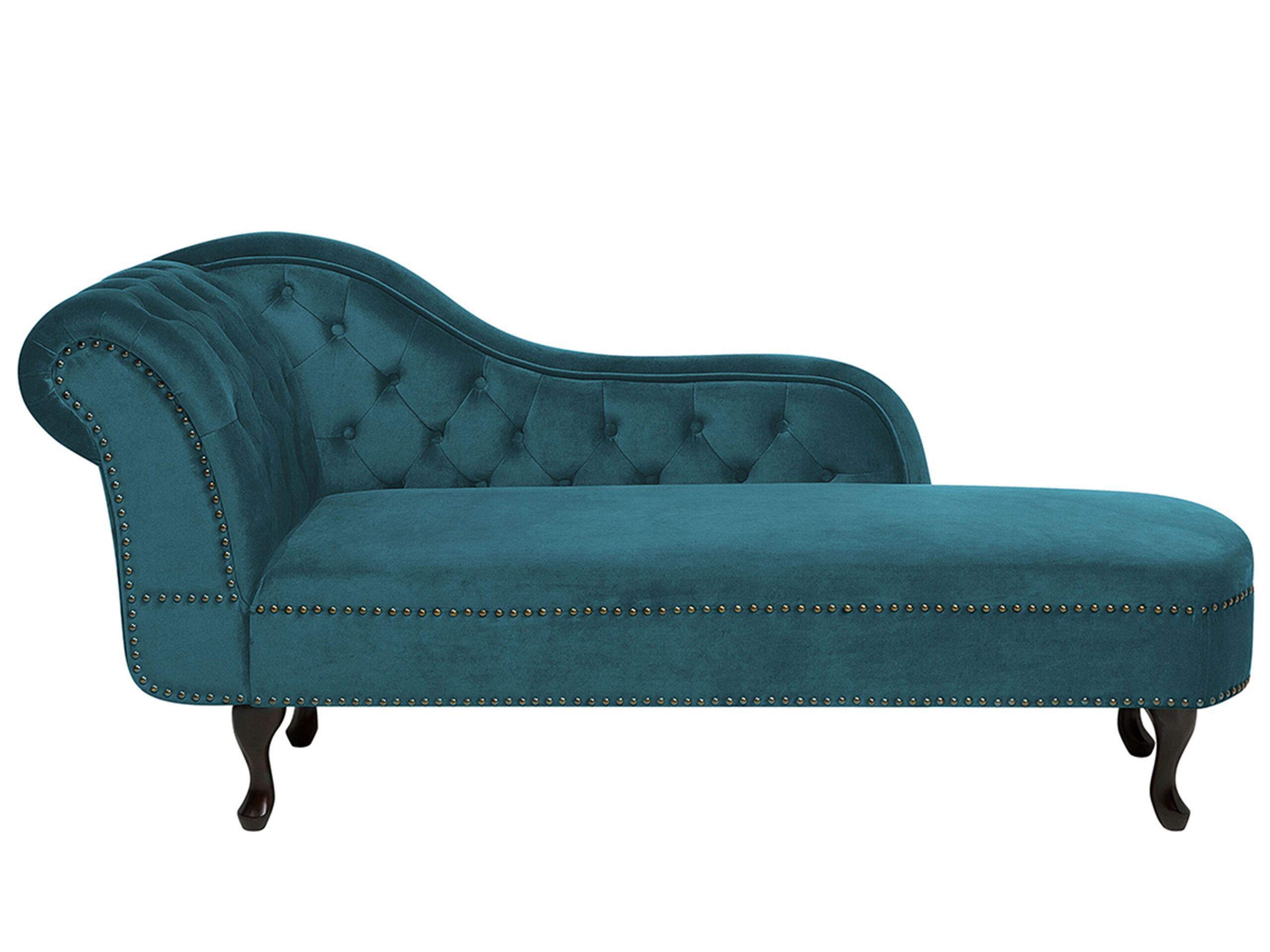 Left Hand Chaise Lounge Velvet Teal NIMES - Gemini Interiors