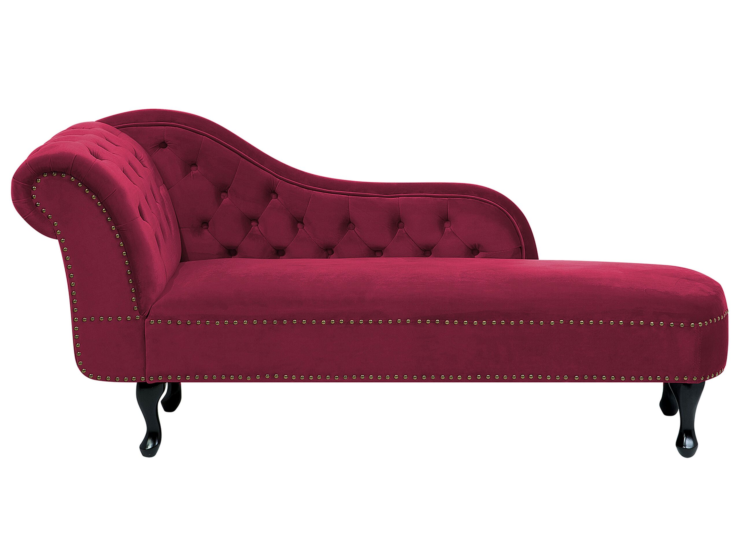 Left Hand Chaise Lounge Velvet Burgundy NIMES - Gemini Interiors
