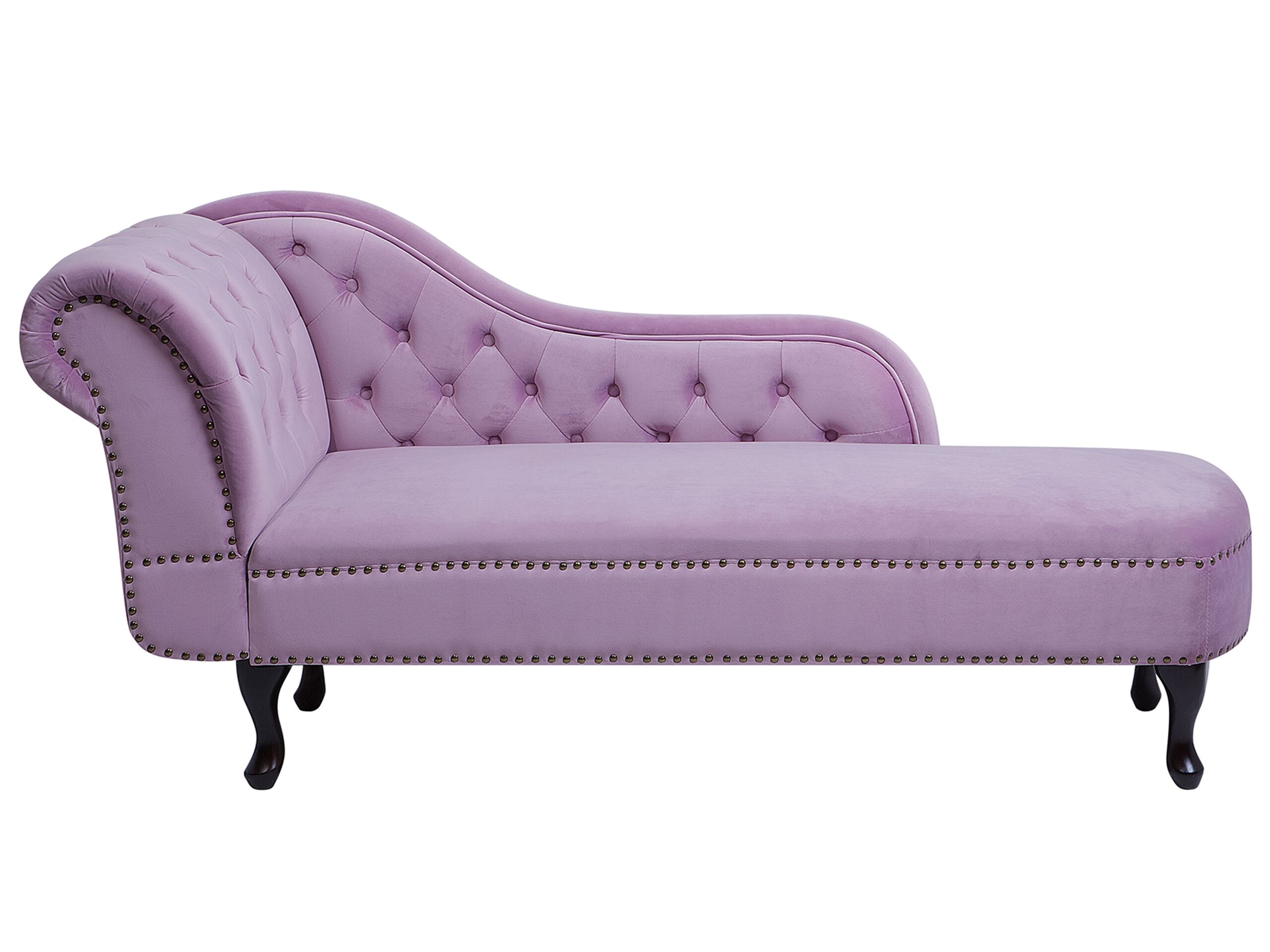 Left Hand Chaise Lounge Velvet Light Violet NIMES - Gemini Interiors