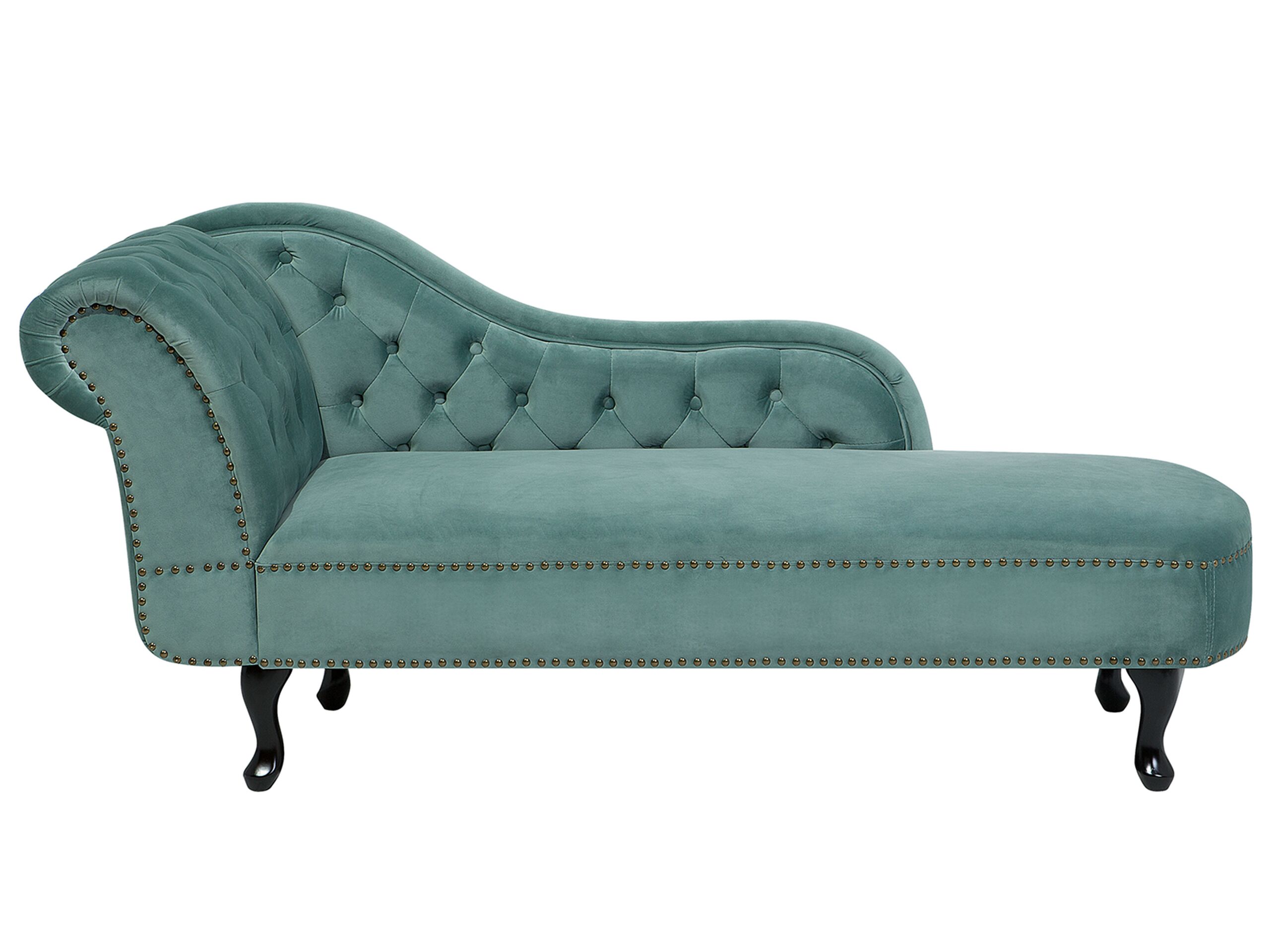 Left Hand Chaise Lounge Velvet Mint Green NIMES - Gemini Interiors