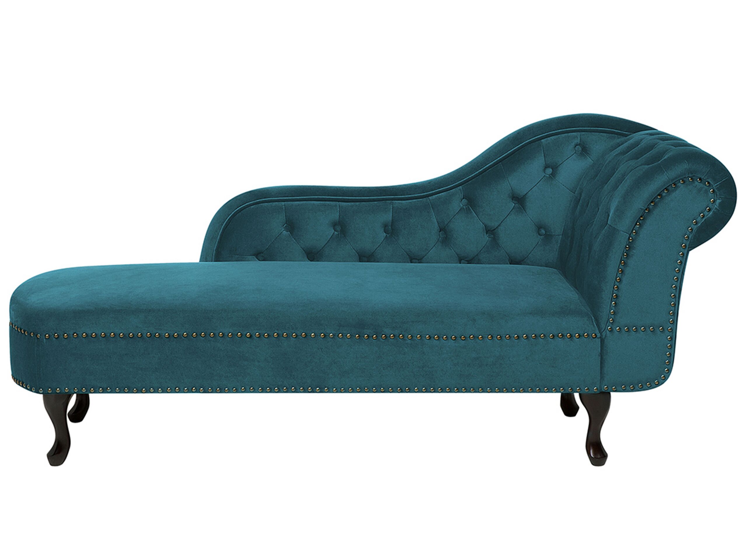 Right Hand Chaise Lounge Velvet Teal NIMES - Gemini Interiors