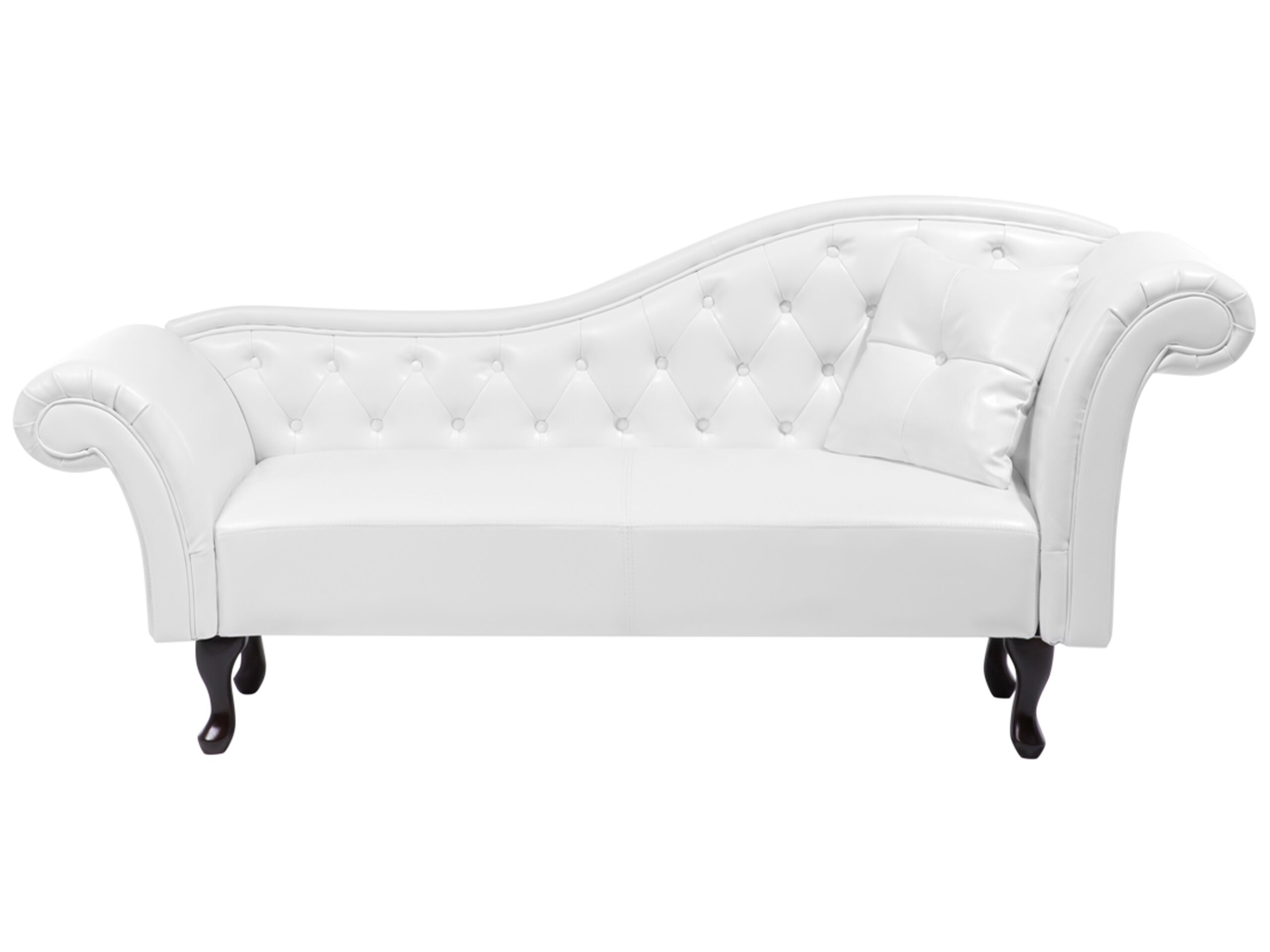 Right Hand Faux Leather Chaise Lounge White LATTES - Gemini Interiors
