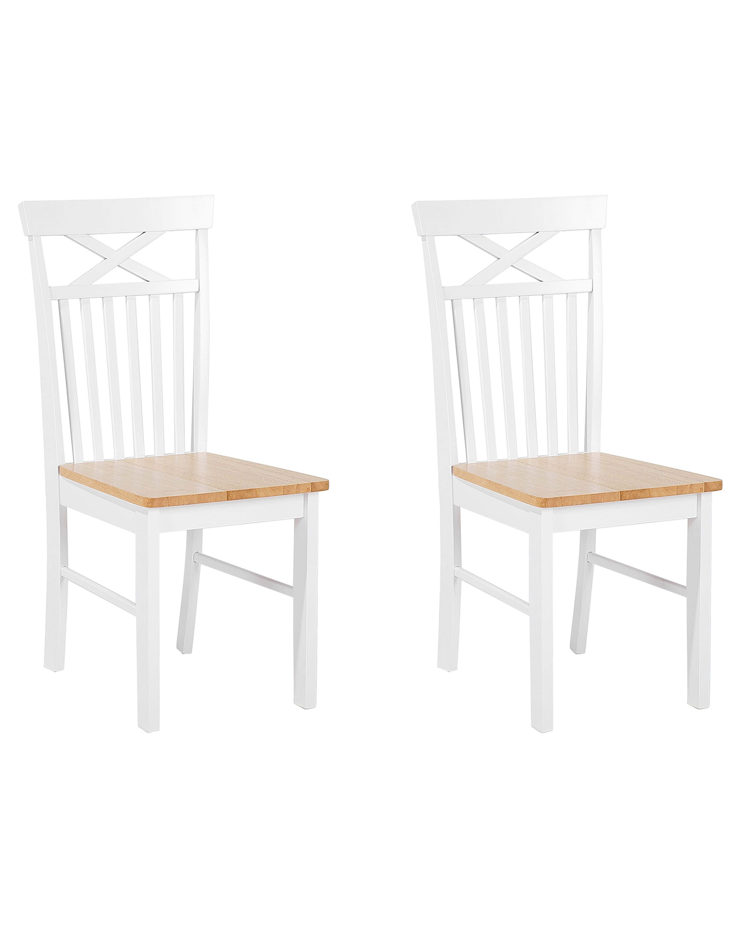 Set of 2 Wooden Dining Chairs Light Wood and White HOUSTON - Gemini Interiors