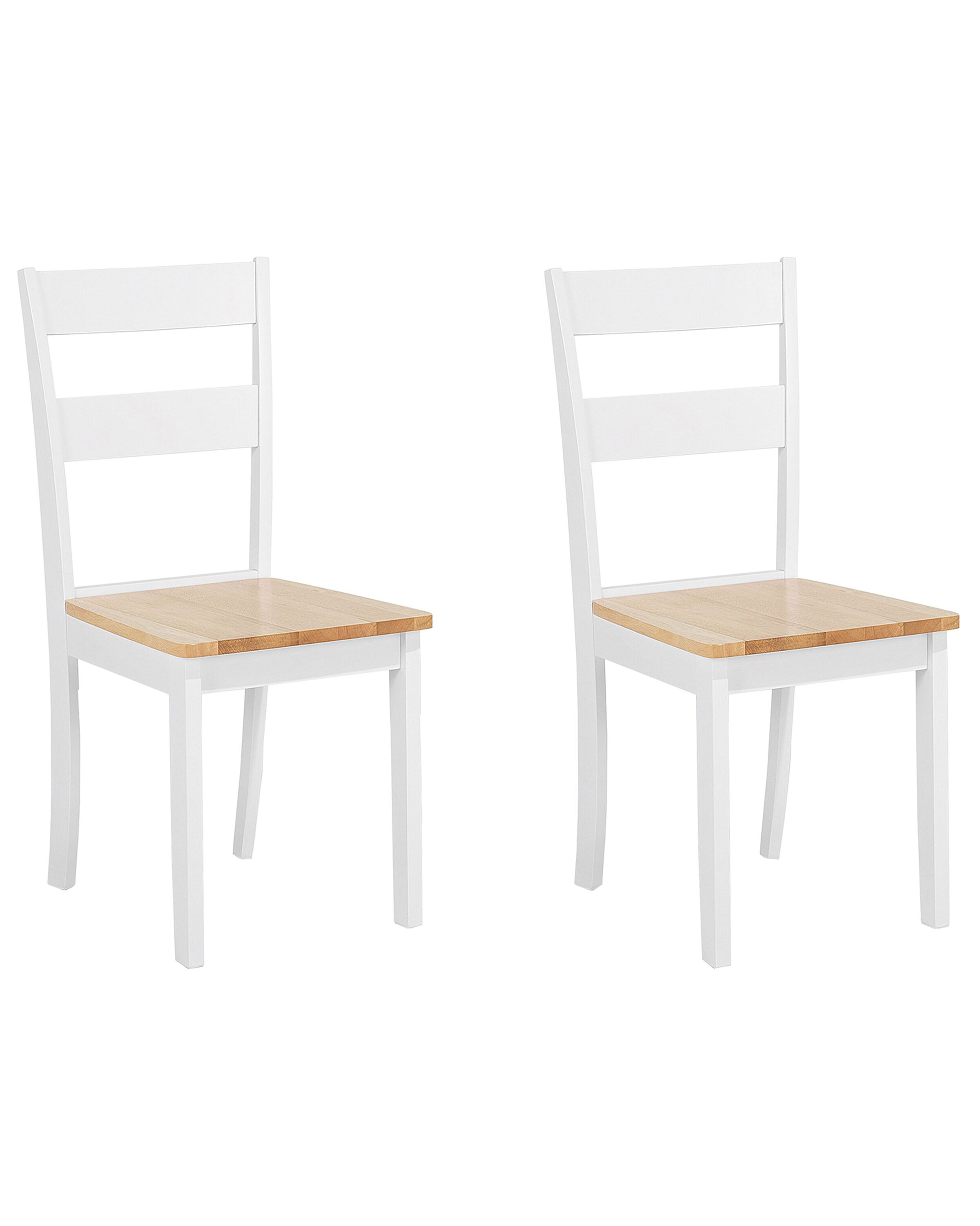 Set of 2 Wooden Dining Chairs White and Light Wood GEORGIA - Gemini Interiors