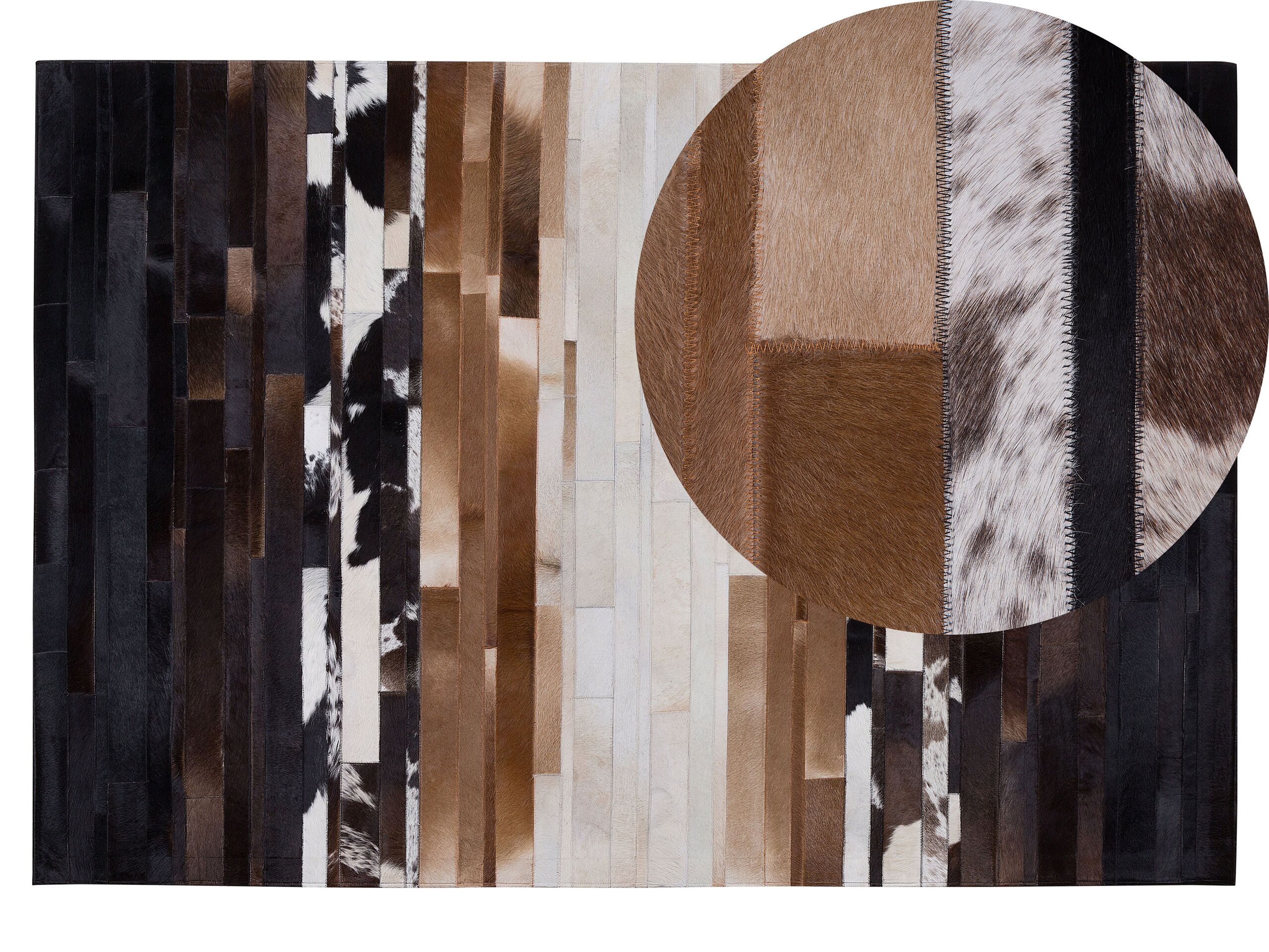 Cowhide Area Rug 140x200cm Black and Beige - Gemini Interiors