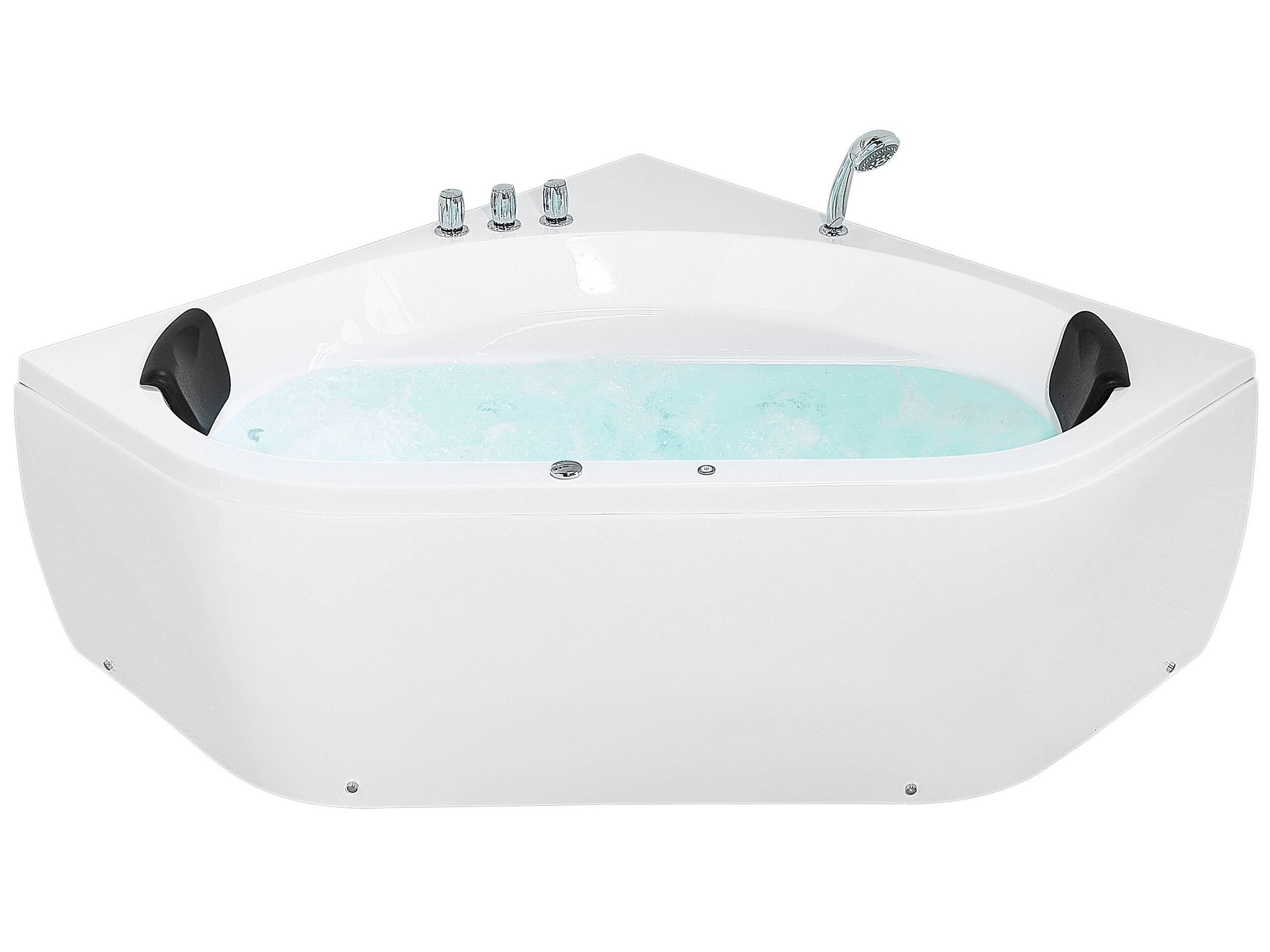 Whirlpool Corner Bath with LED 1400 x 1400 mm White MEVES - Gemini Interiors