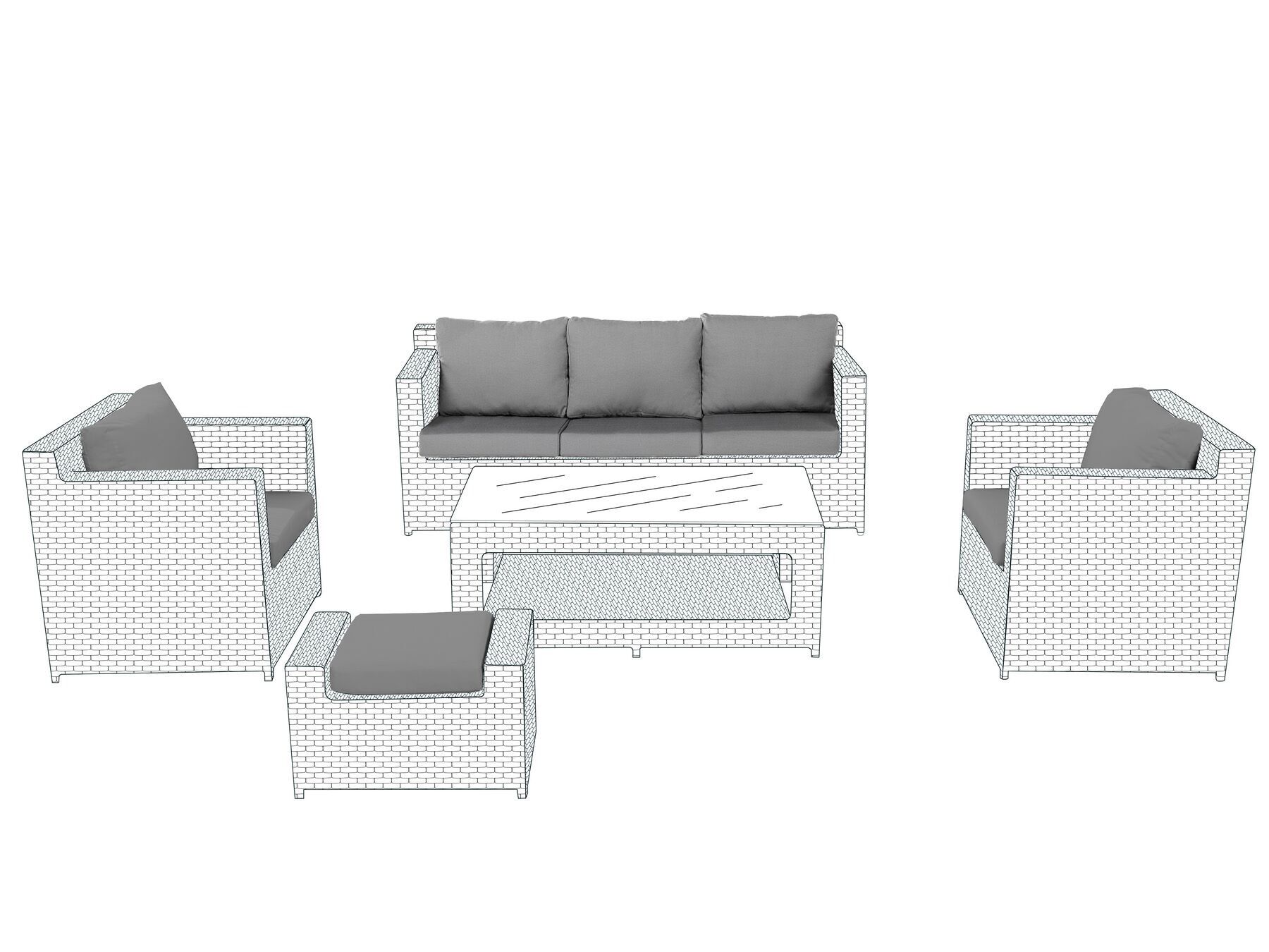 Outdoor Cushion Cover Set Grey ROMA - Gemini Interiors