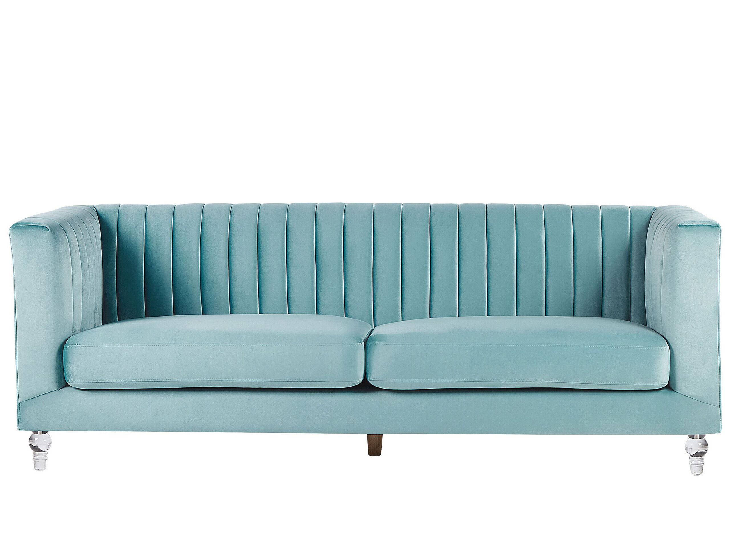 3 Seater Velvet Fabric Sofa Light Blue ARVIKA - Gemini Interiors