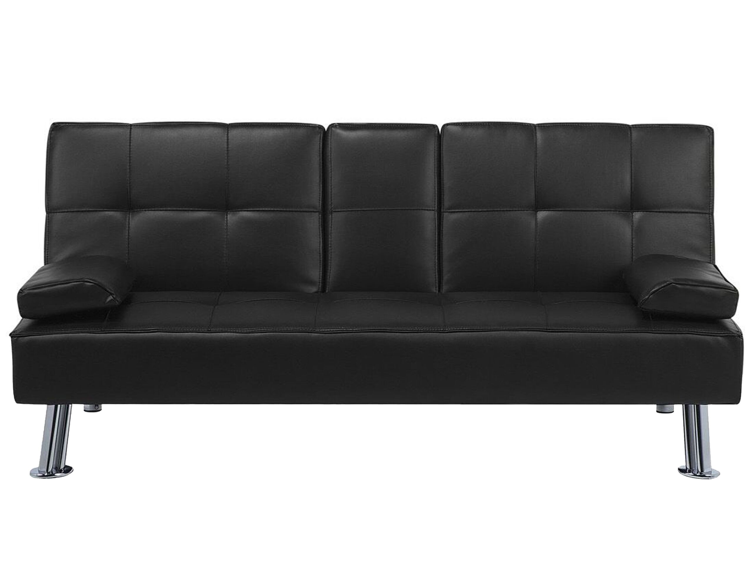 Faux Leather Sofa Bed Black ROXEN - Gemini Interiors