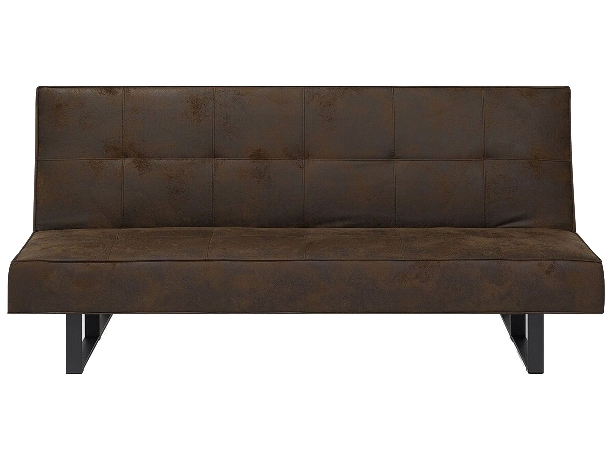 Faux Leather Sofa Bed Brown DERBY Small - Gemini Interiors
