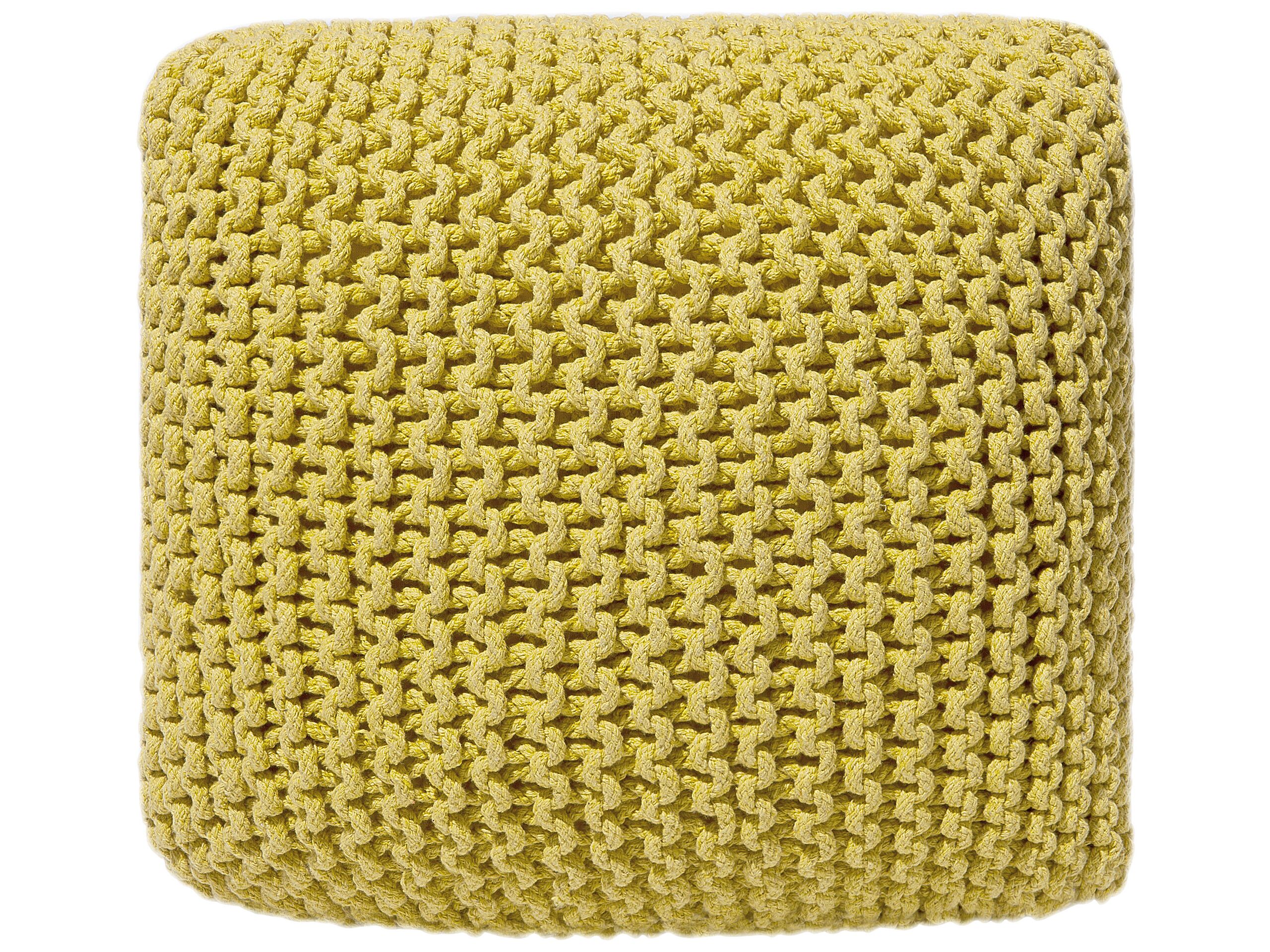 Cotton Knitted Pouffe 50 x 50 Yellow CONRAD - Gemini Interiors