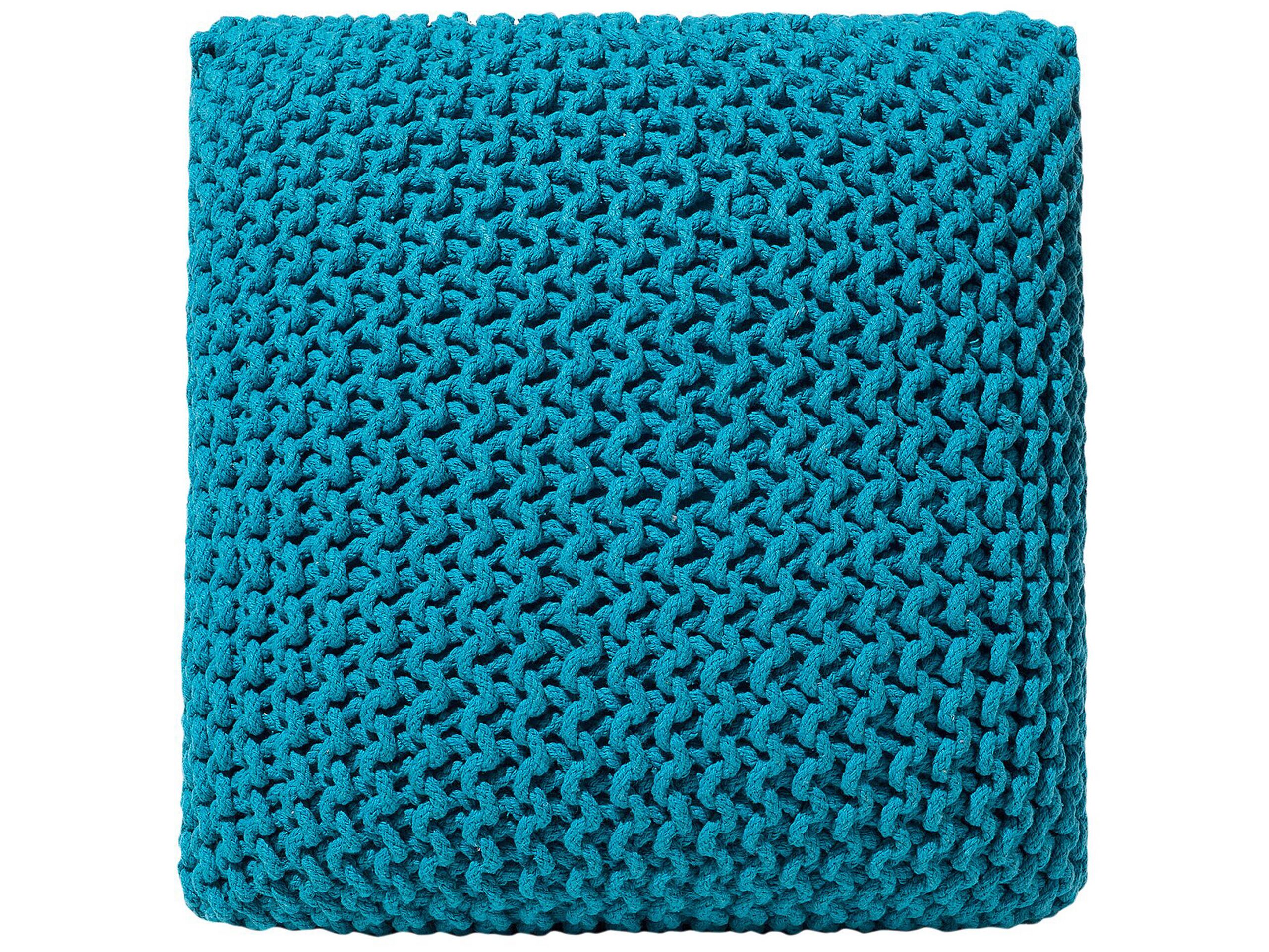Cotton Knitted Pouffe 50 x 50 cm Blue CONRAD - Gemini Interiors