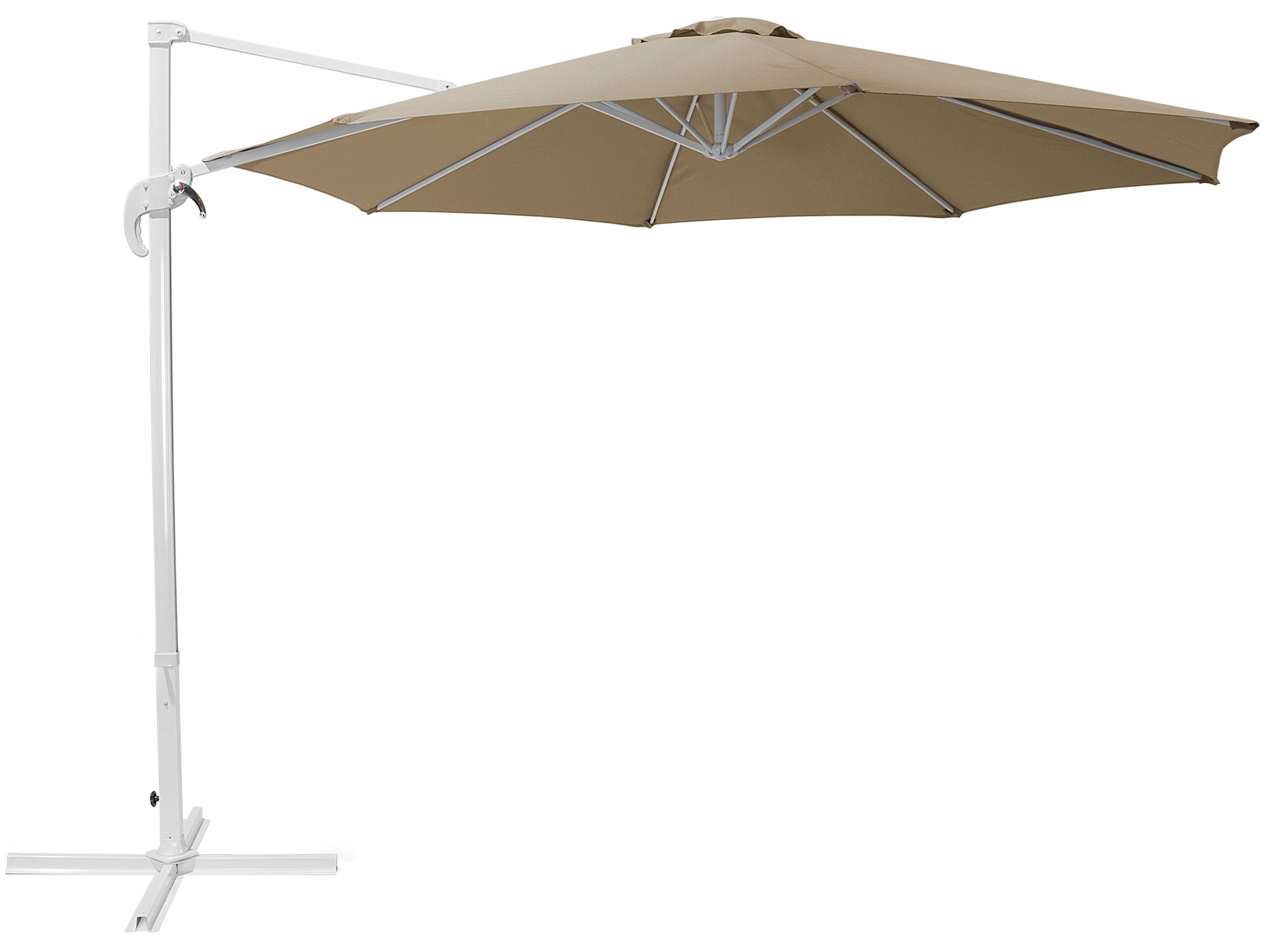 Cantilever Garden Parasol 3 m Sand Beige and White Canopy SAVONA - Gemini Interiors